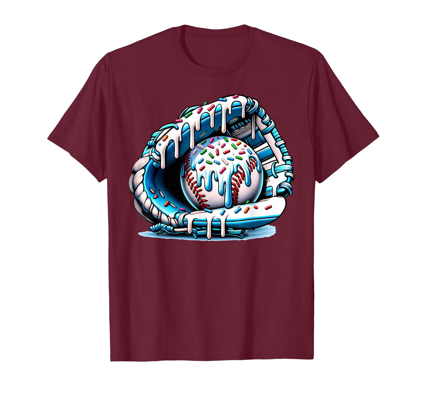 Baseball Drip Ice Cream Sprinkles Baseball Glove T-Shirt