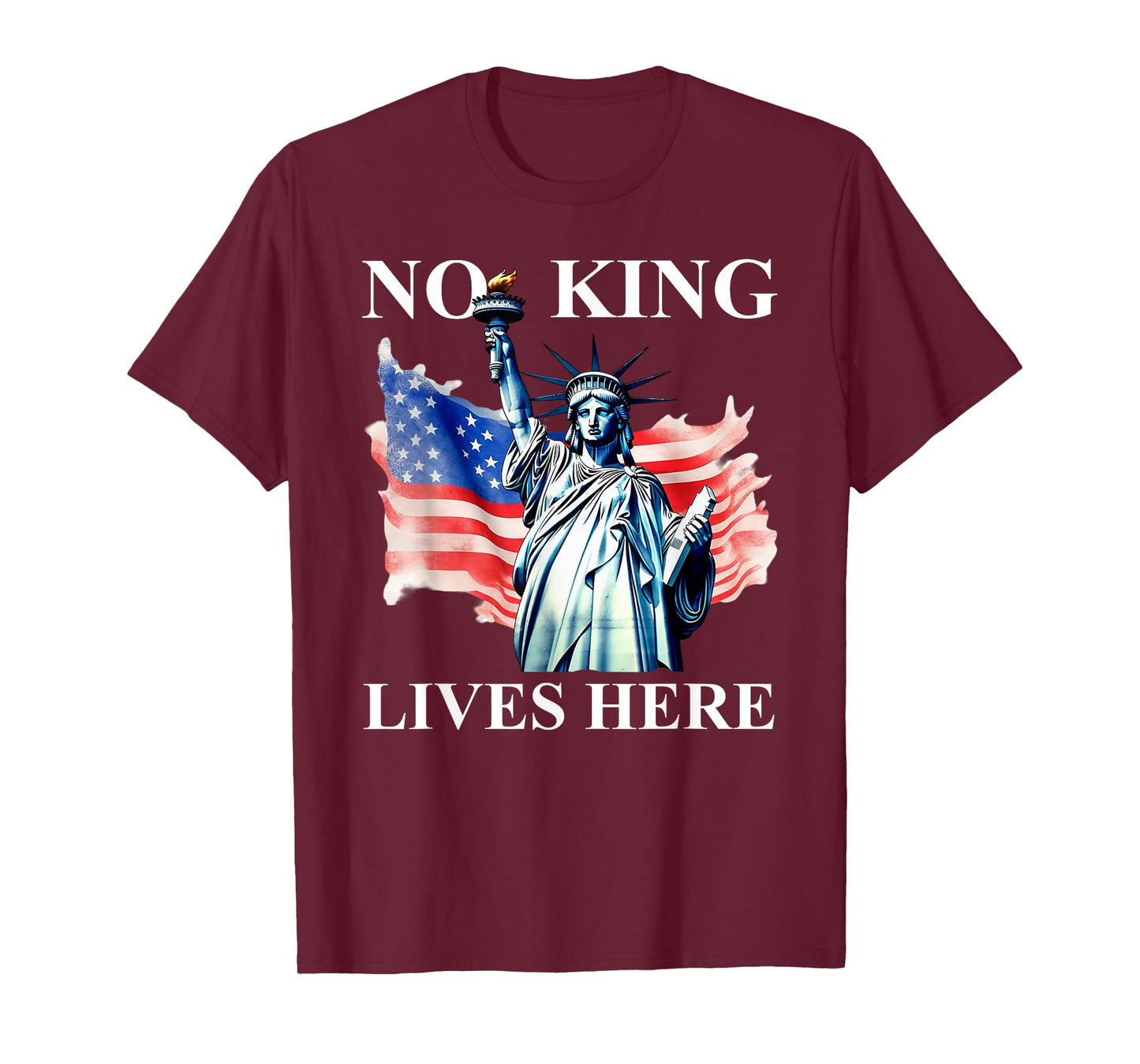 No King Lives Here No Kings in America Freedom American Flag T-Shirt