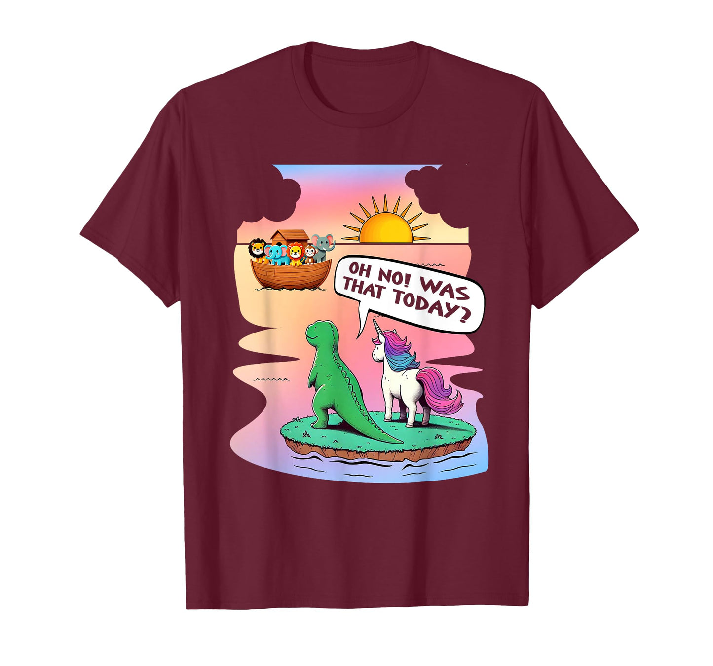 Noah Ark Unicorn Dinosaur Christian Jesus Catholics Bible T-Shirt