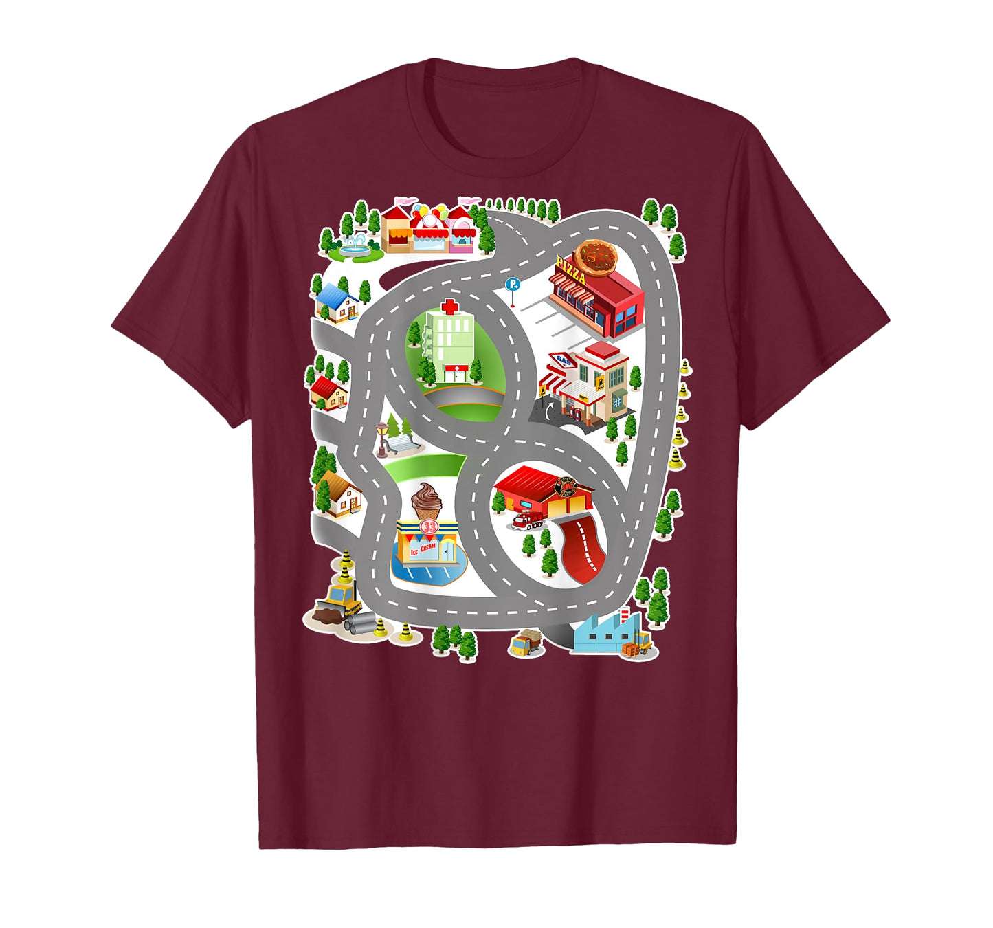 Play Mat Road Map Play City Roads Massage Race Track T-Shirt