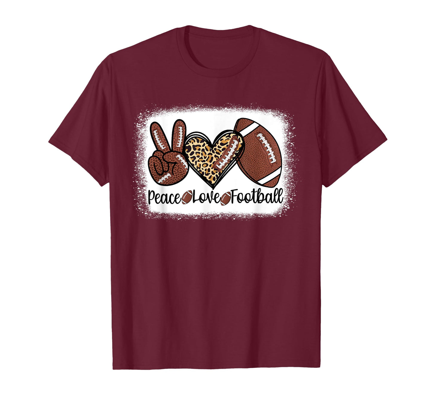 Peace Love Football Mom Game Day Sports Go Cheer Season T-Shirt