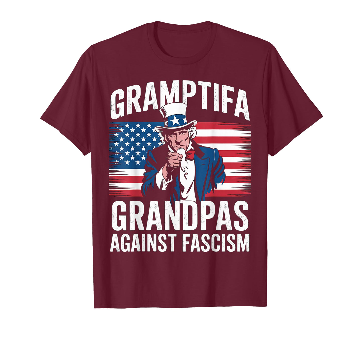 Gramptifa Grandpa Against Fascism Flag Resist No Kings Papa T-Shirt