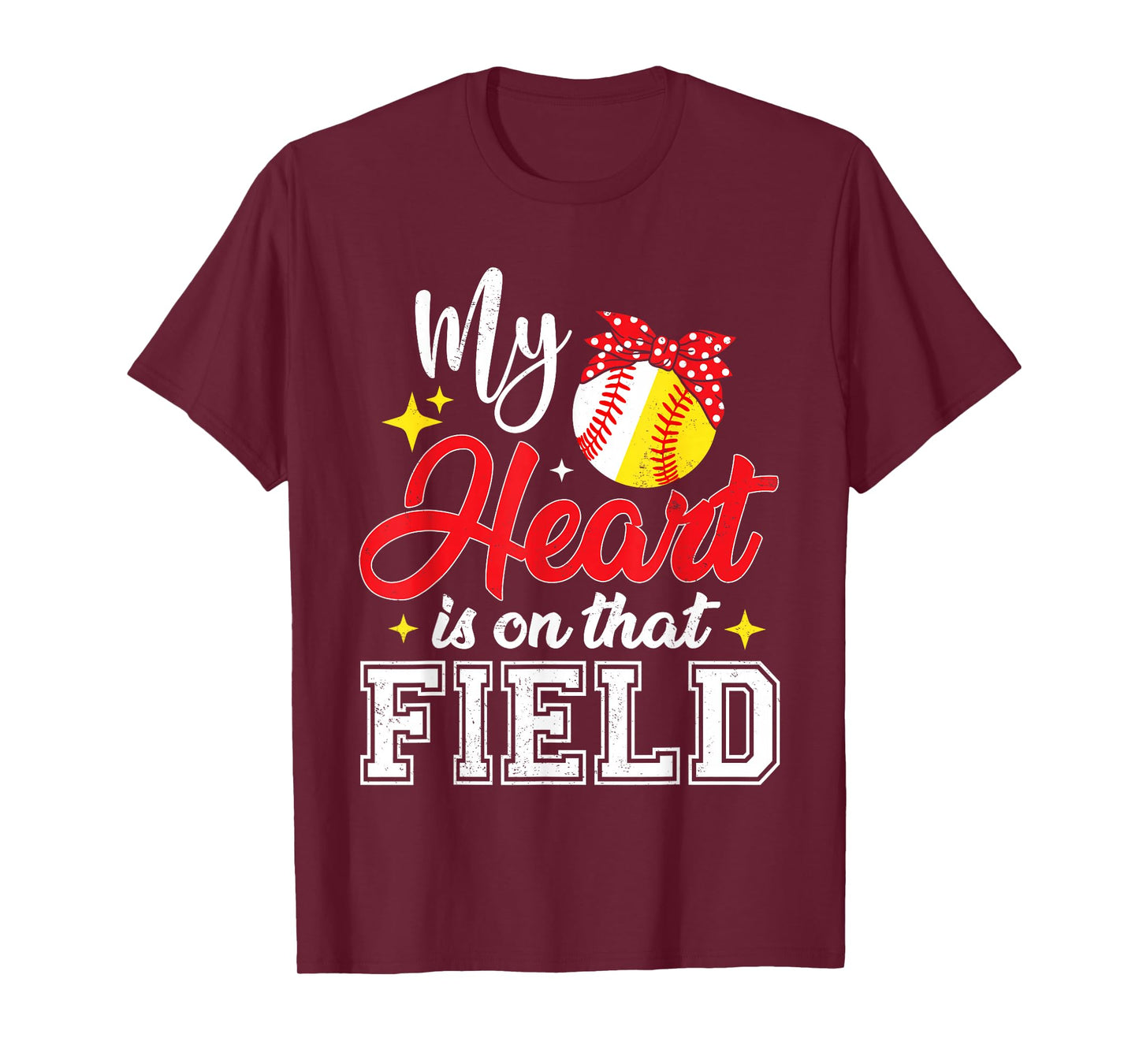 My Heart is on That Field Baseball Softball Mom Mothers Day T-Shirt