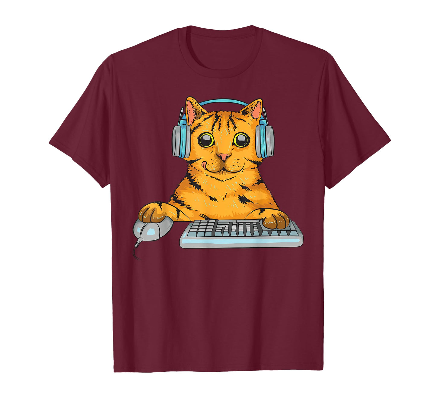 Cute Cat Gamer Gift | Funny Kitten Computer Game Playing T-Shirt