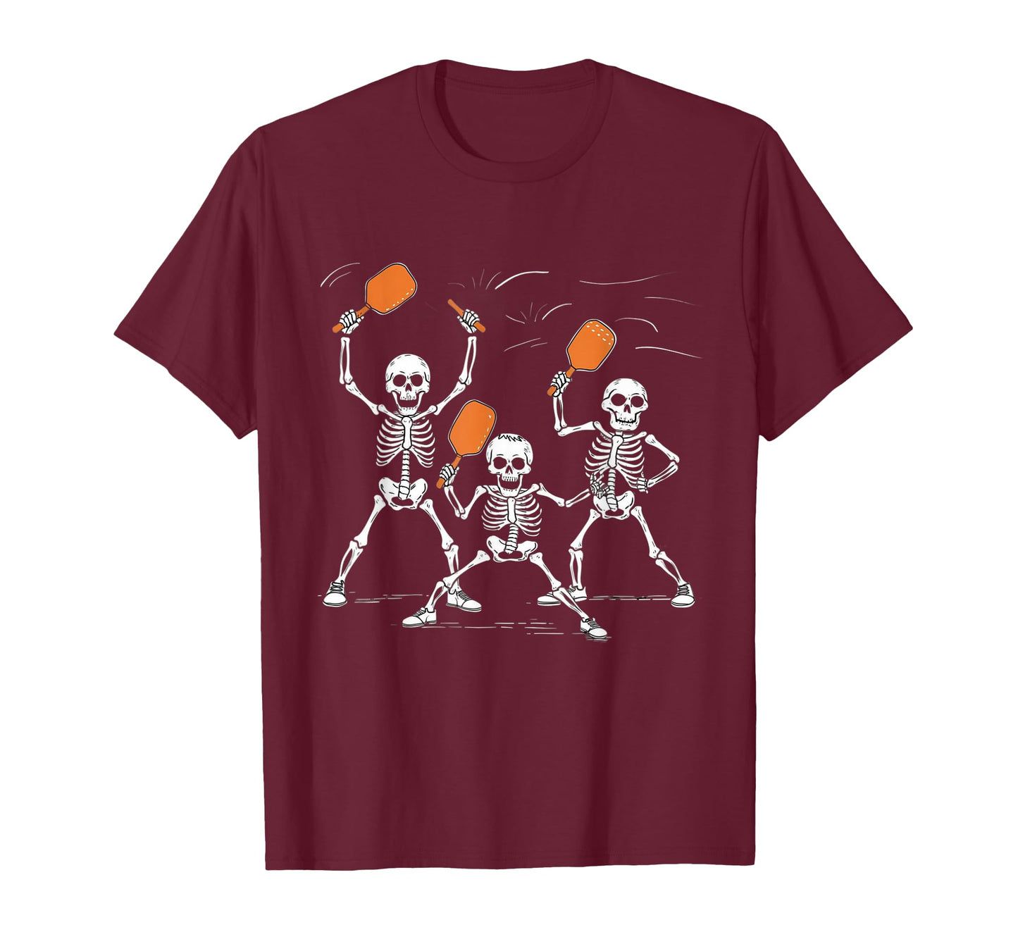 Funny Skeletons Playing Pickleball Halloween T-Shirt