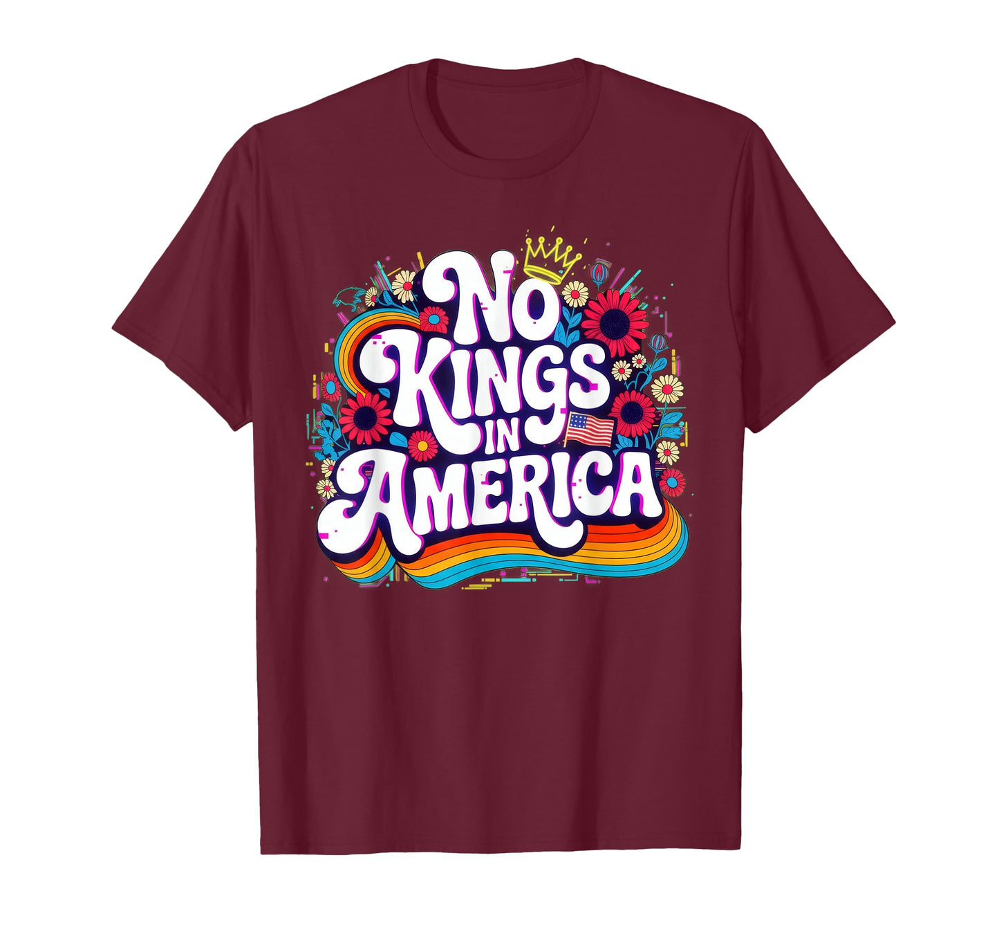 No Kings in America Vintage Patriotic Flag T-Shirt