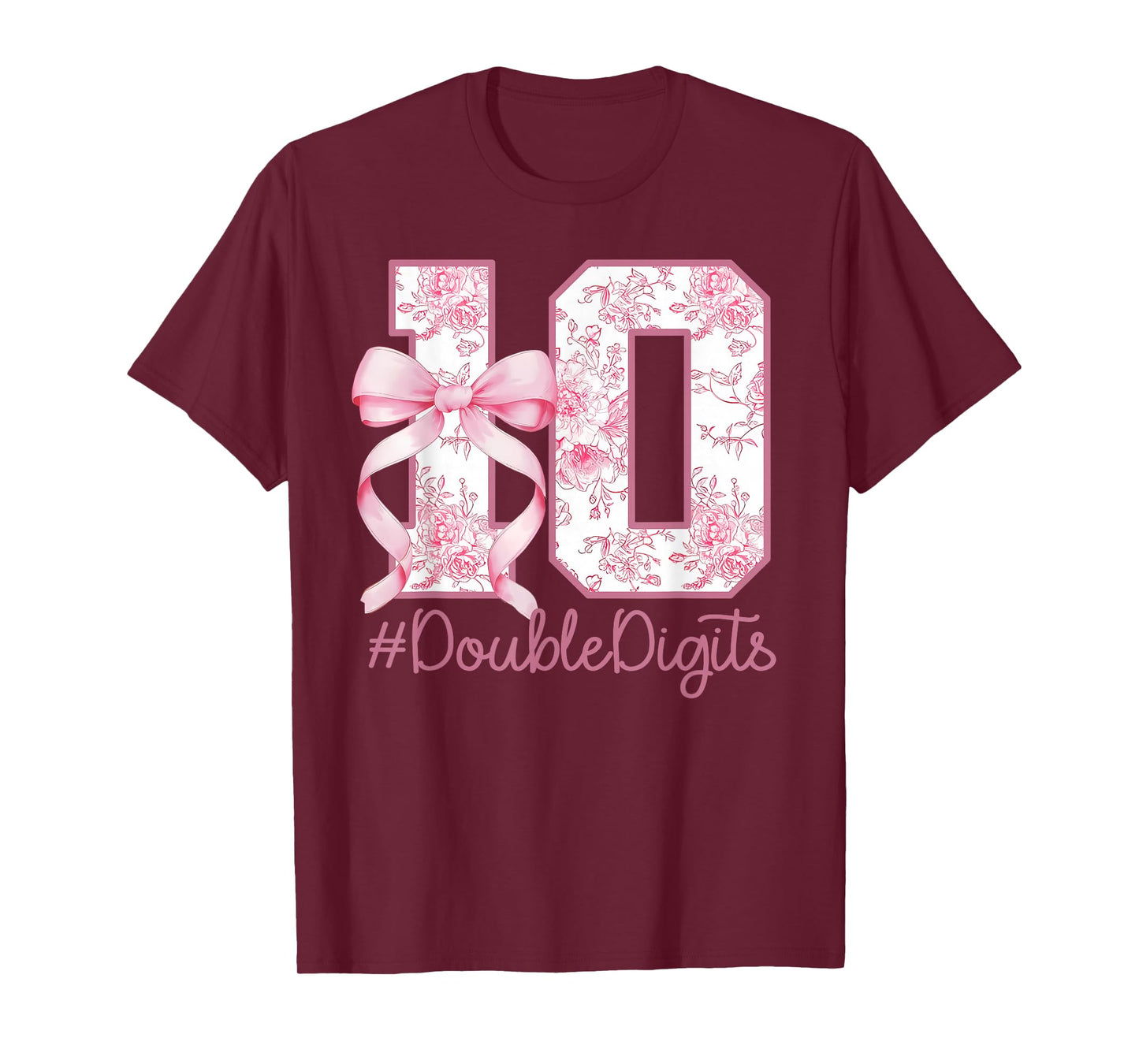 10th Birthday Girl Pink Coquette Bow 10 Year Old Aesthetic T-Shirt