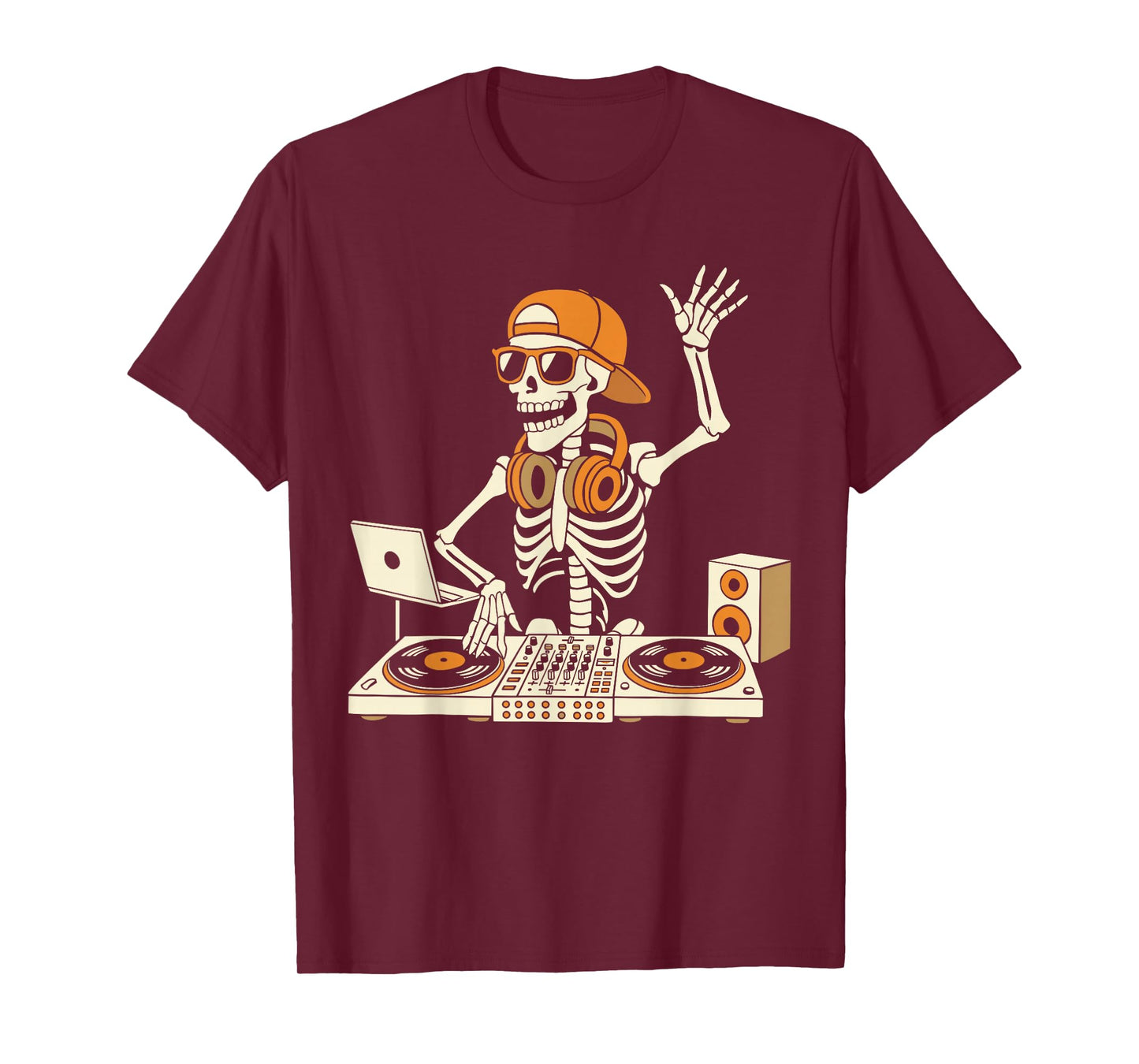 Funny Skeleton Dj Halloween Costume Music Lovers Men Boys T-Shirt