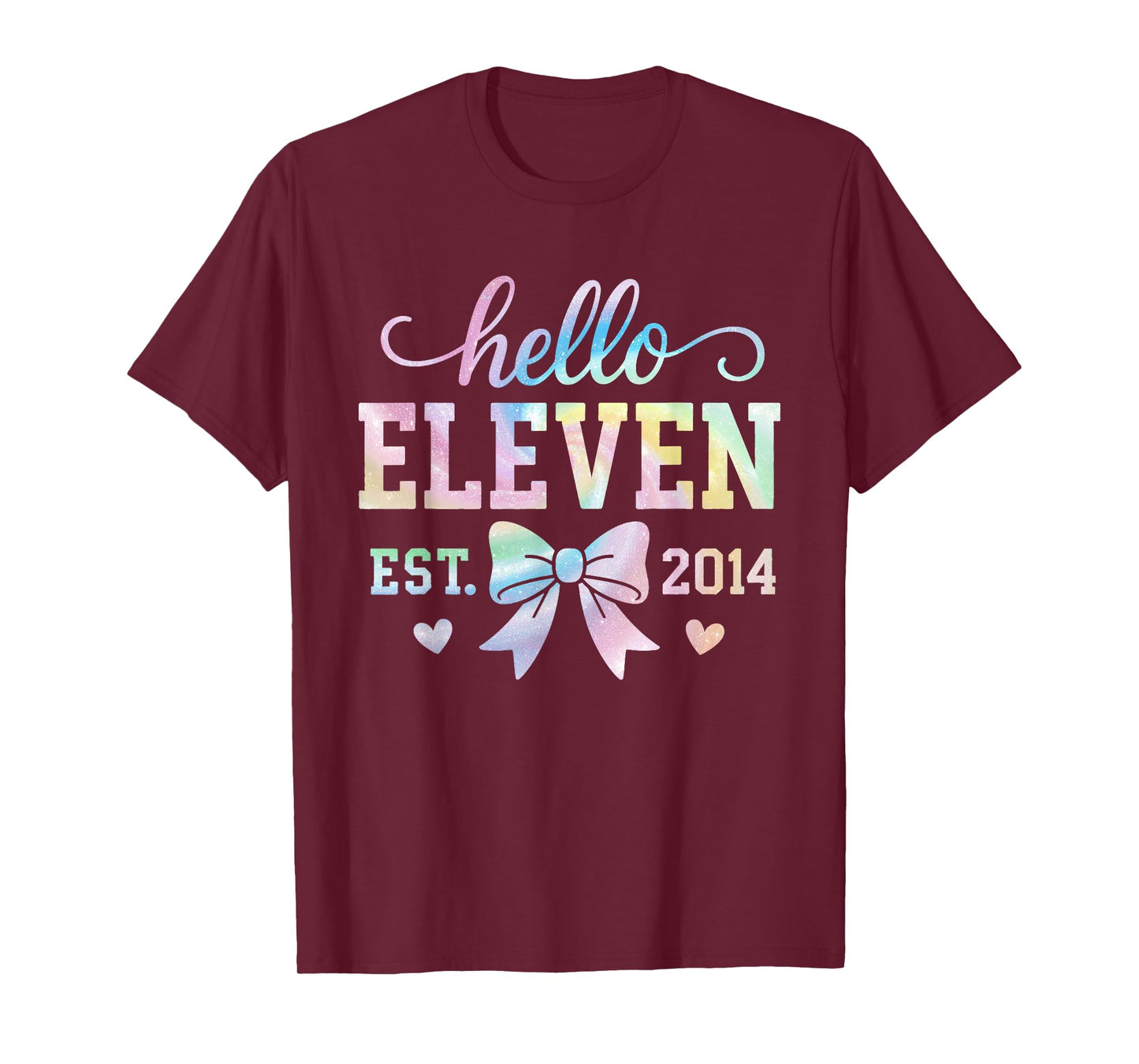 Hello Eleven Est 2014 Coquette Bow 11th Birthday Girl T-Shirt