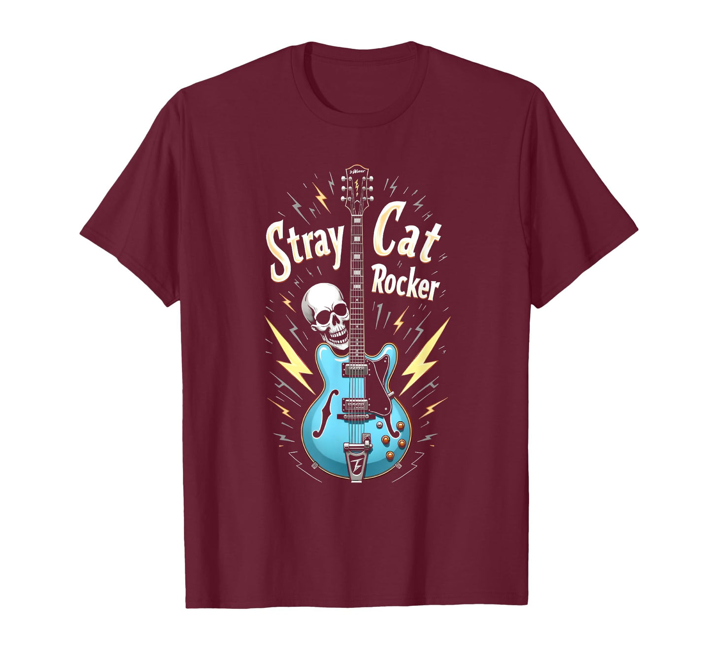 Stray Cat Rocker Vintage Style Rockabilly Guitar T-Shirt