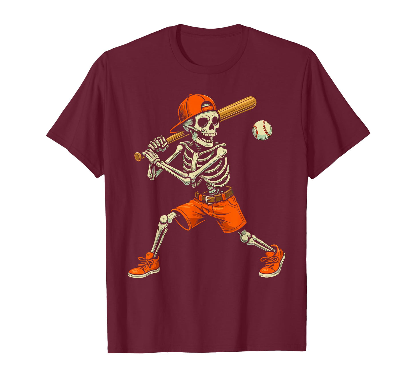 Skeleton Baseball Halloween Costume Funny Men Boys Kids T-Shirt