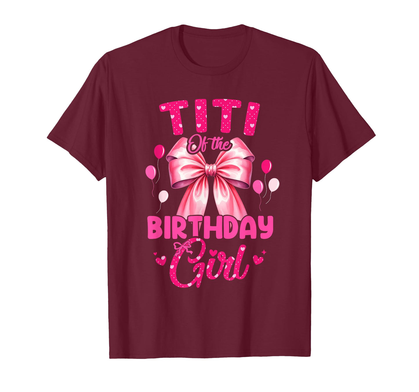 Titi of The Birthday Girl Coquette Bow Matching Family T-Shirt