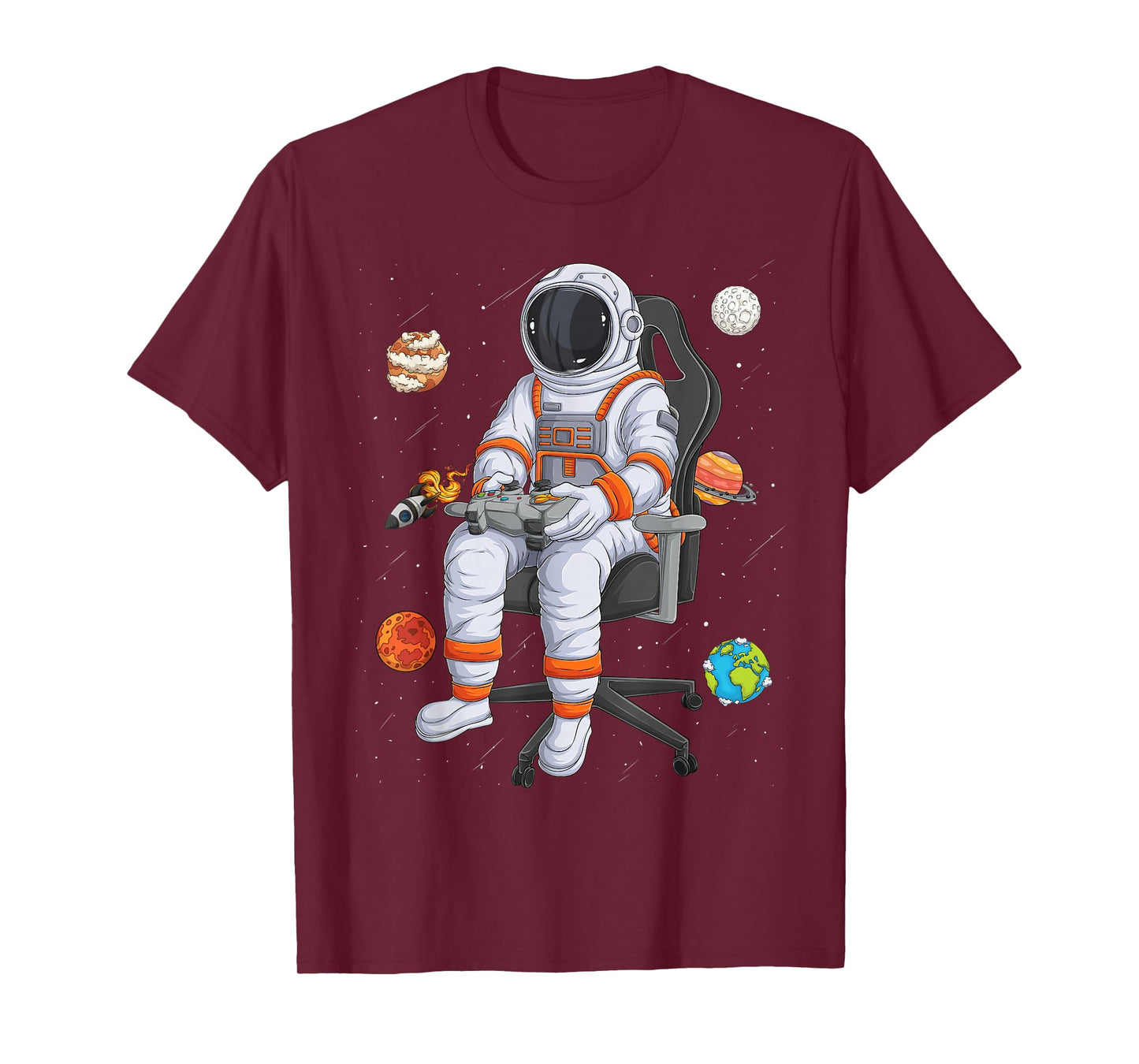Astronaut Gamer Outer Space Men kids Gaming System Planets T-Shirt