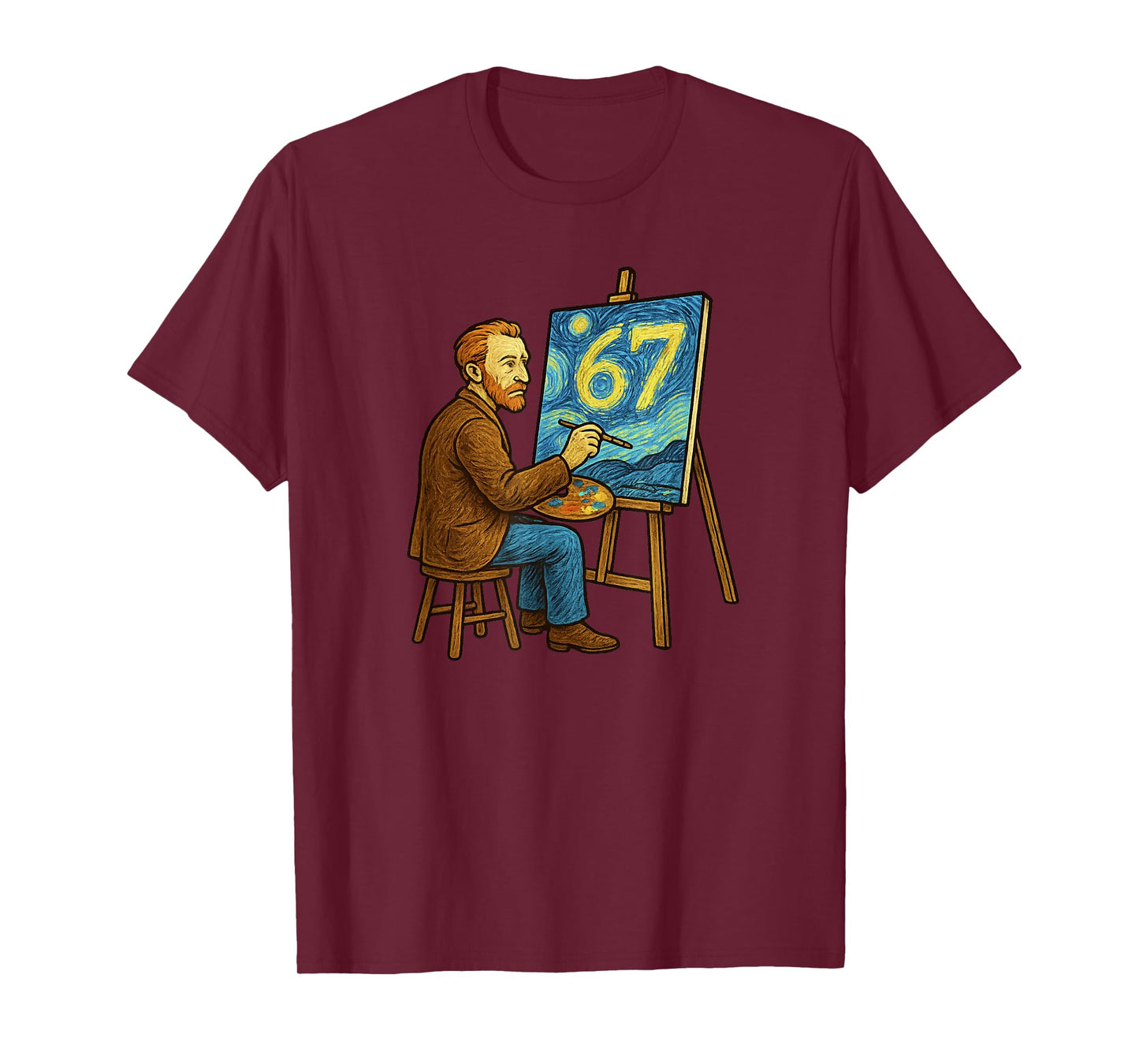 Van Gogh Starry Night 6 7 Funny 67 Meme for Art History Fans T-Shirt
