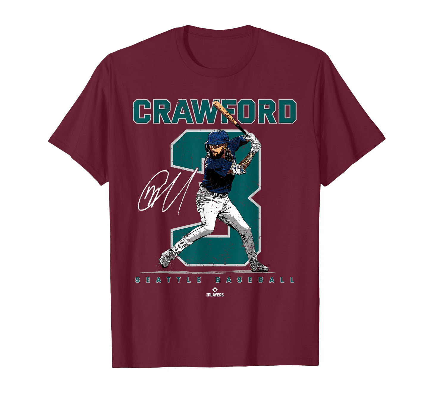 Number and Portrait JP Crawford Seattle MLBPA T-Shirt