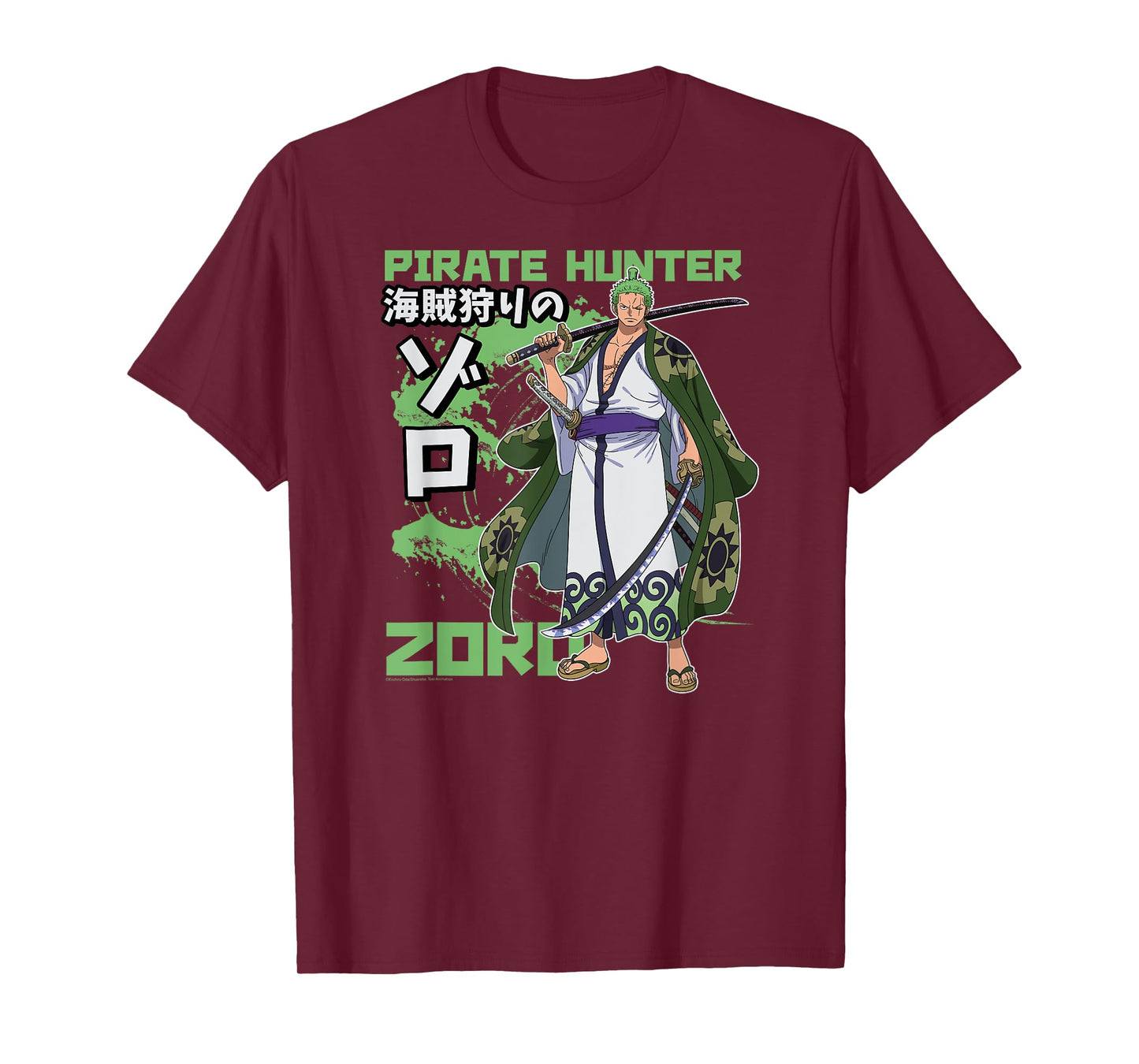 One Piece Anime Pirate Hunter Zoro Wano Costume Kanji T-Shirt
