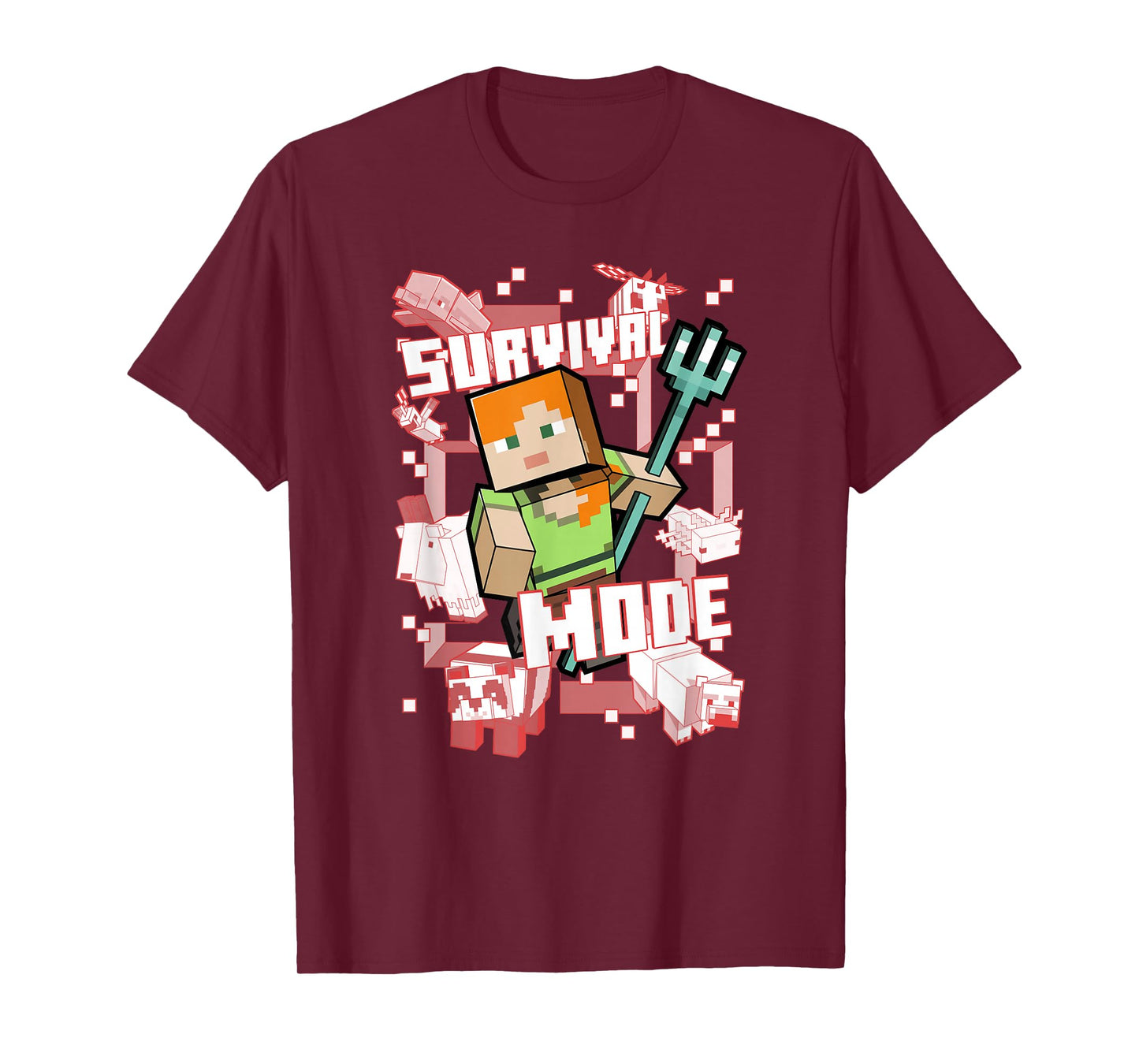 Minecraft Alex Survival Mode Trident T-Shirt