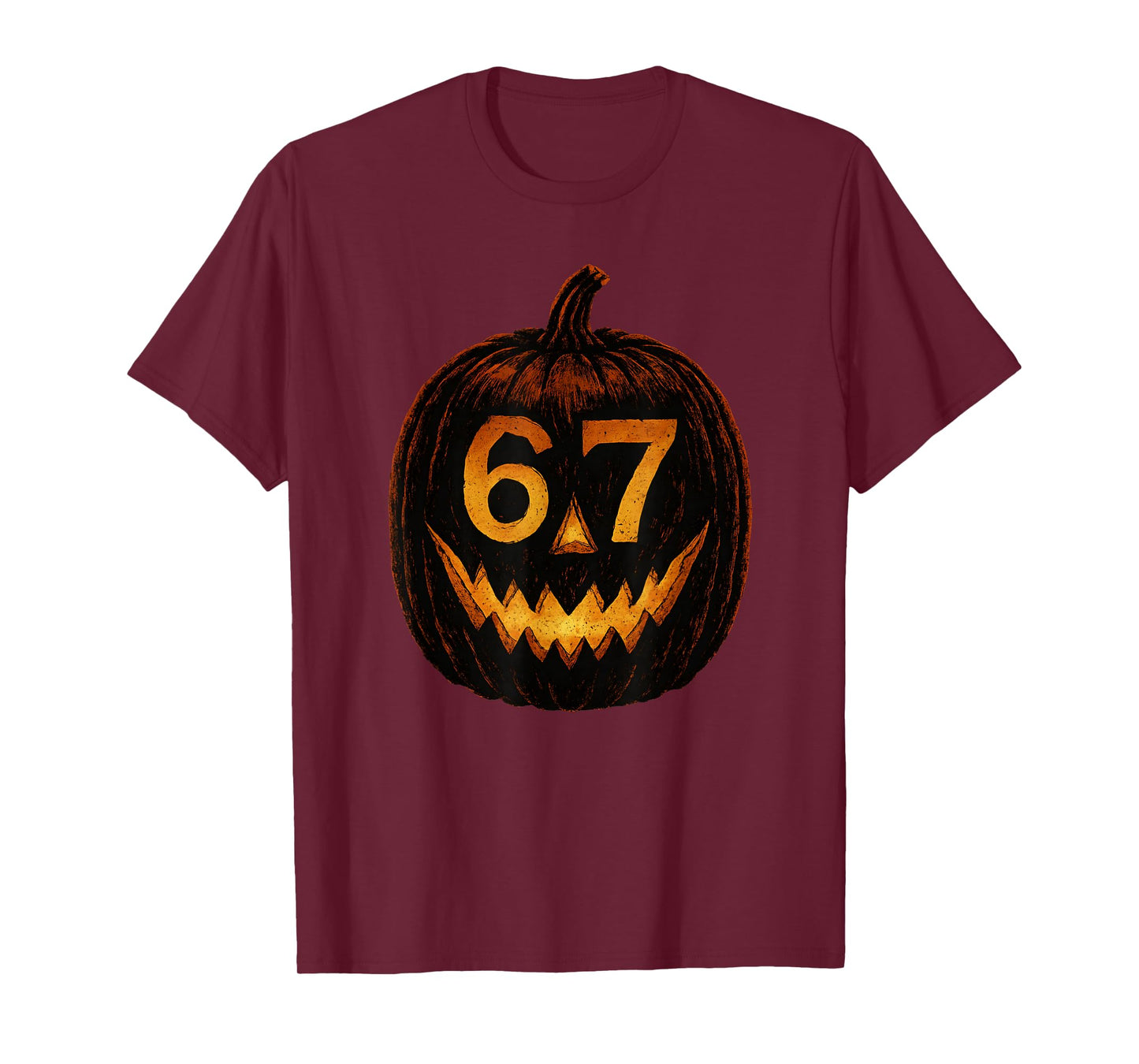 6 7 Meme Halloween Pumpkin 67 Gen Alpha Slang Six Seven Teen T-Shirt