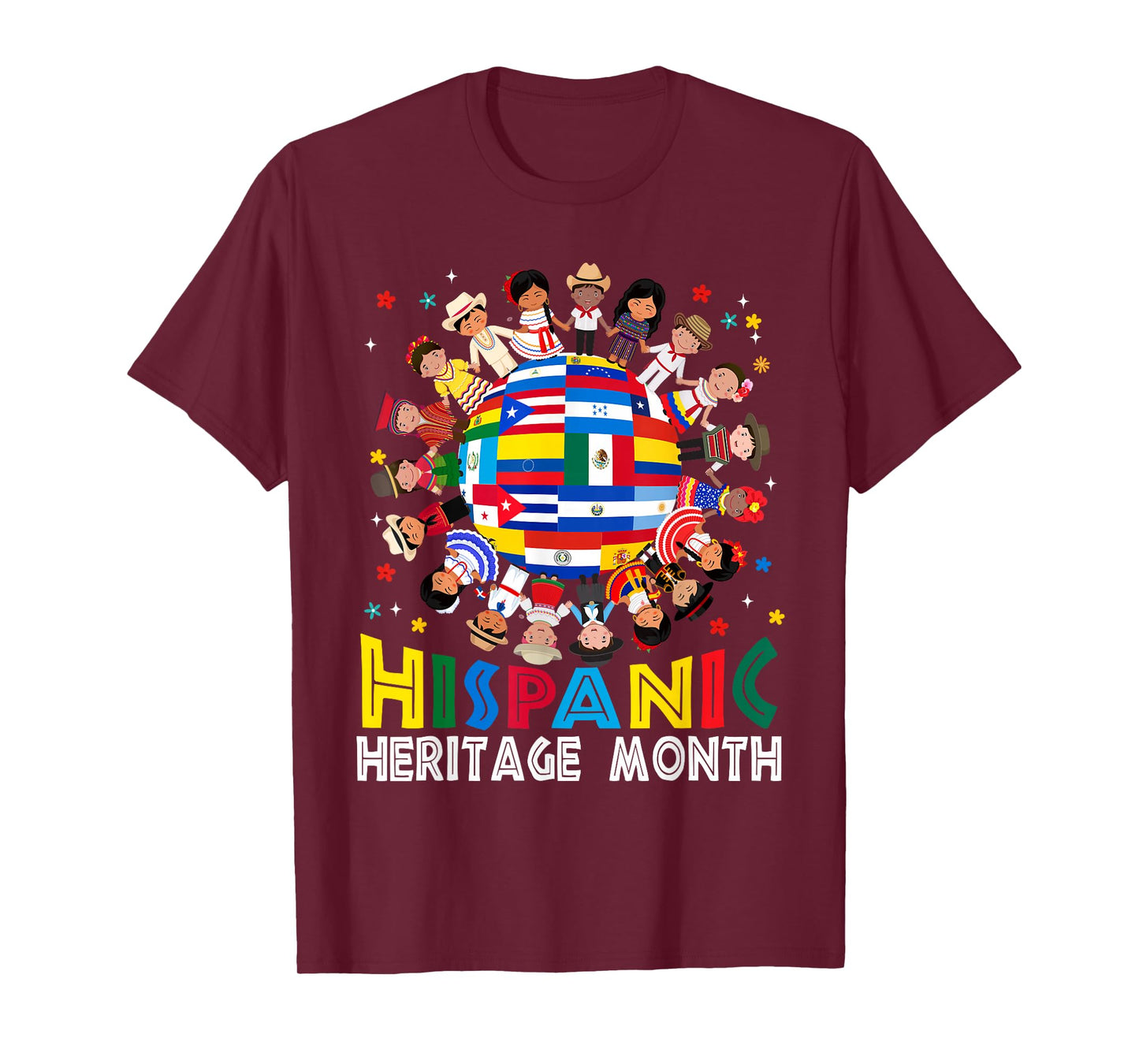 Hispanic Heritage Month Earth Childs Latin Flag Boy Girl Kid T-Shirt