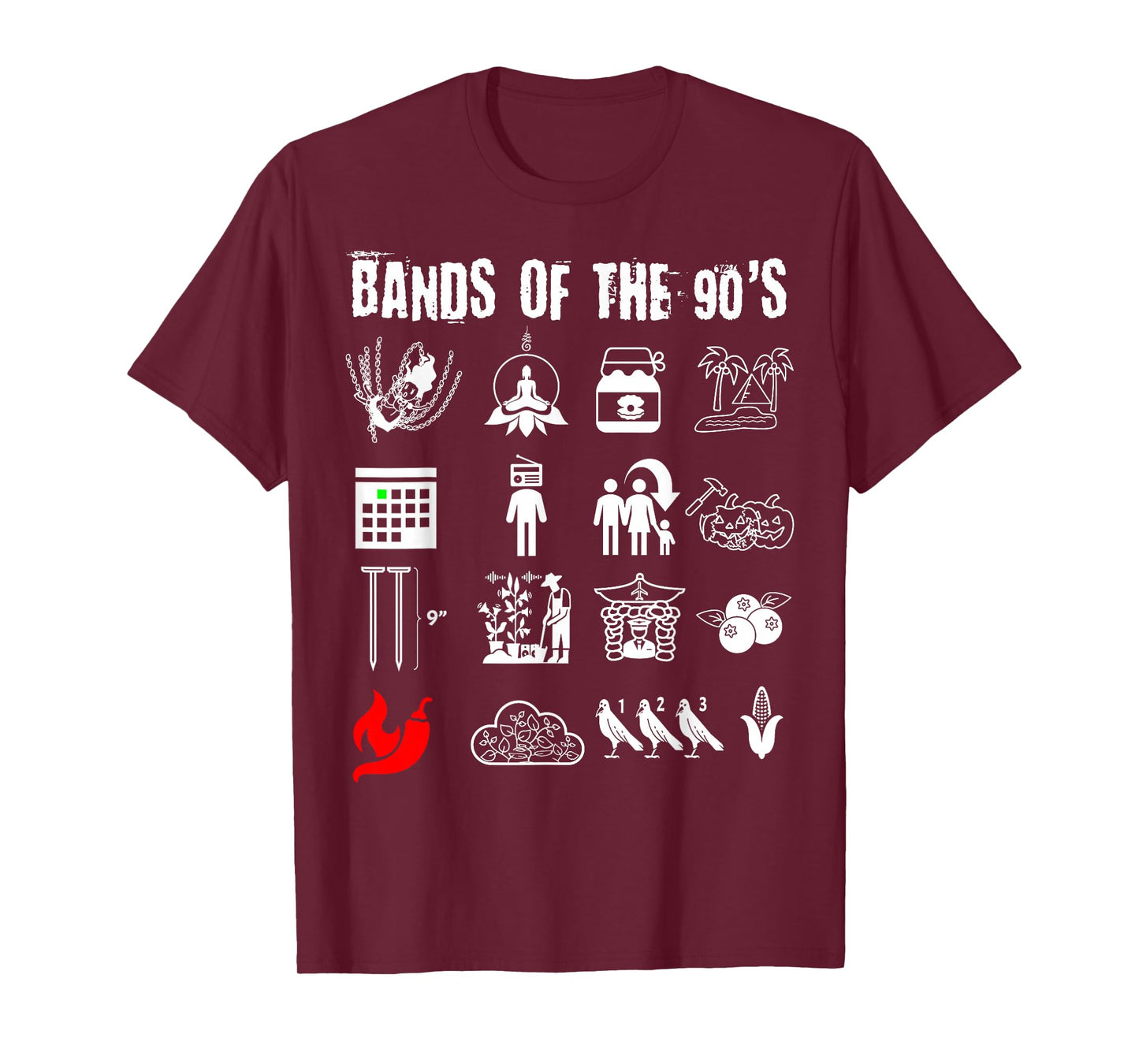 Funny Nerdy Iconic Alternative Rock Bands of the 90s White T-Shirt