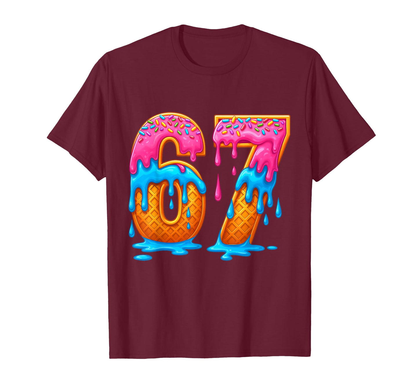 67 Ice Cream Drip Meme Funny Six Seven Gen Alpha Slang T-Shirt
