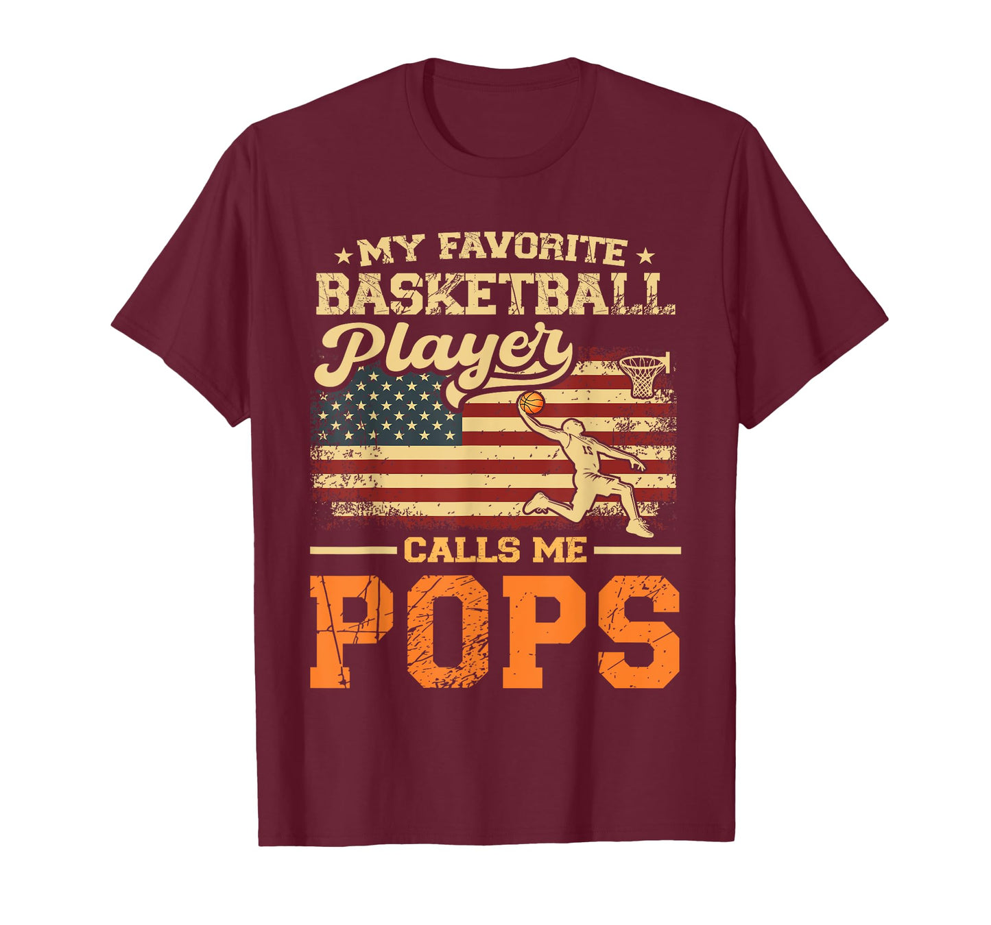 My Favorite Basketball Player Calls Me Pops US Flag T-Shirt
