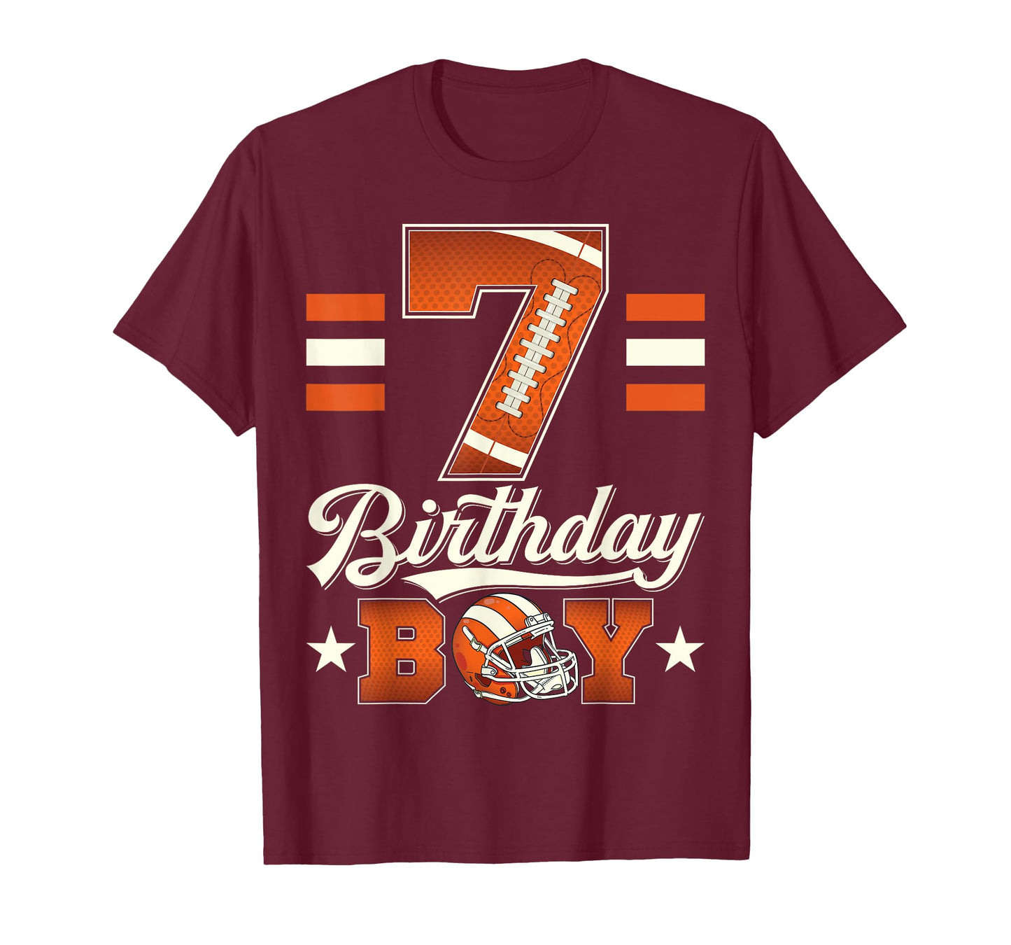 Seven 7th Birthday Boy Football 7 Year Old Sports Party T-Shirt