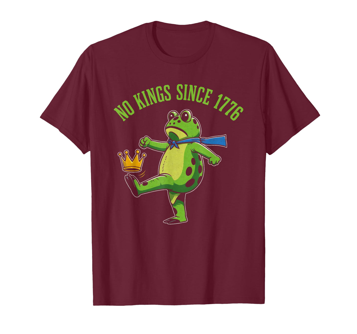 No Kings Since 1776 Portland Frog Kicking Crown Retro T-Shirt