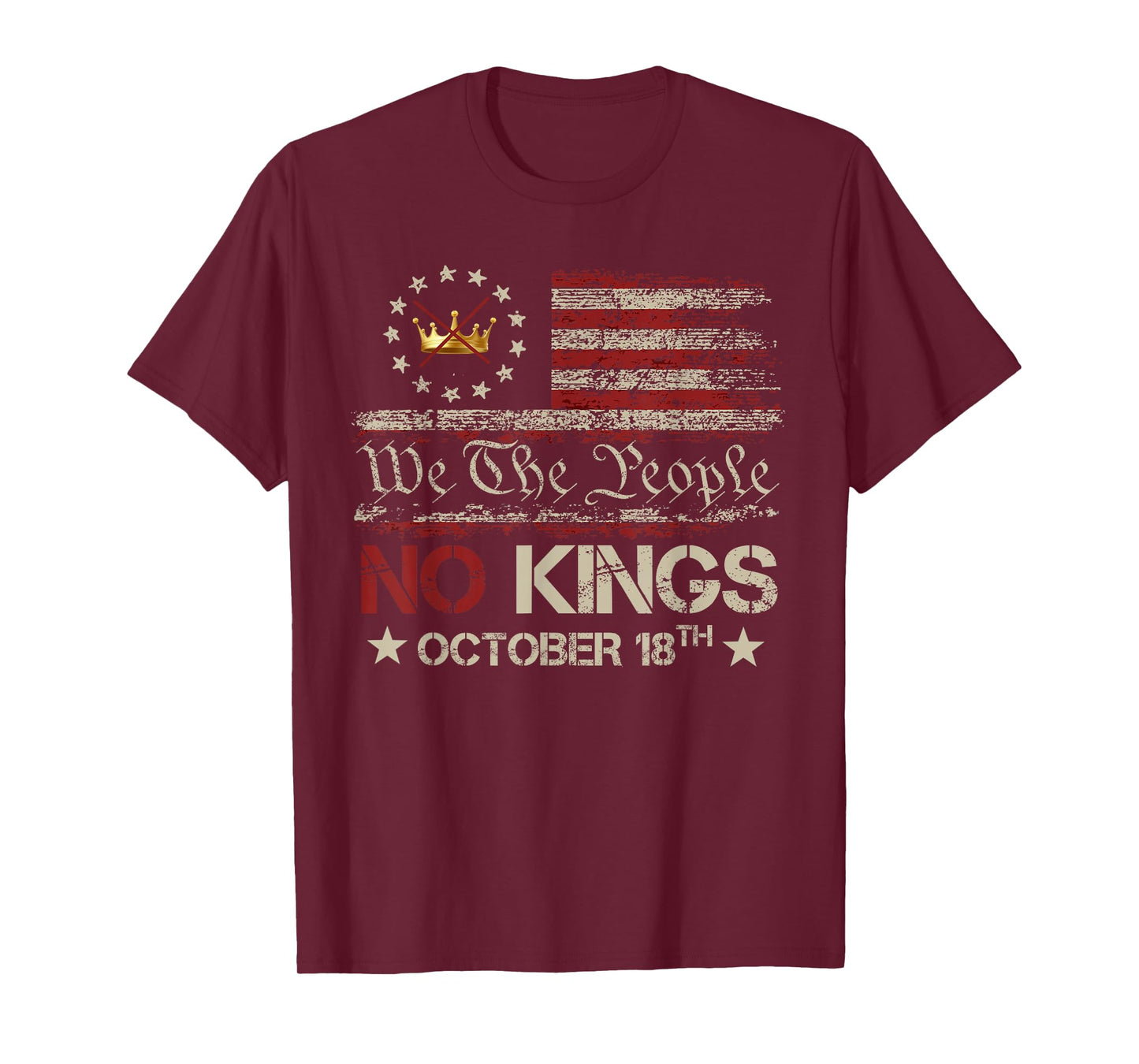 No Kings Vintage America Flag 1776 October 18 T-Shirt