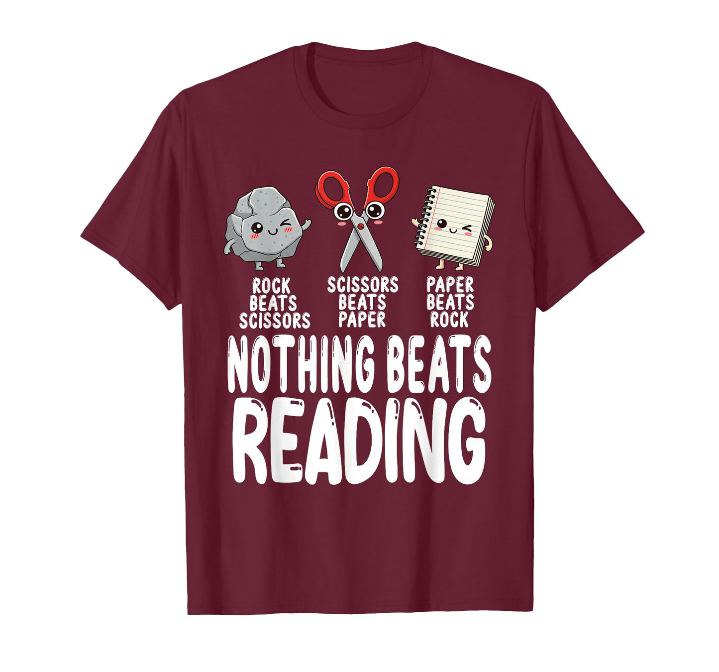 Nothing Beats Reading Rock Paper Scissors Funny Book Lover T-Shirt