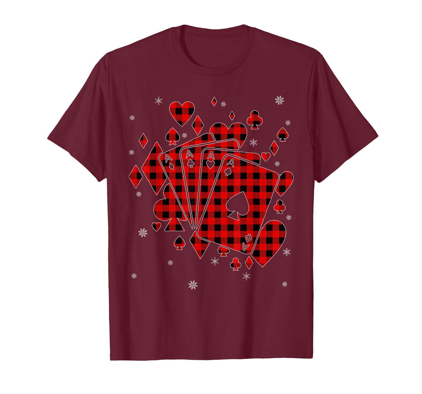 Funny Buffalo Plaid Family Matching Poker Christmas Pajama T-Shirt