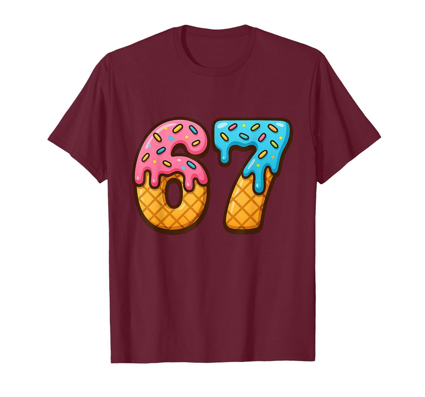 67 Ice Cream Drip Meme Funny Six Seven Gen Alpha Slang T-Shirt