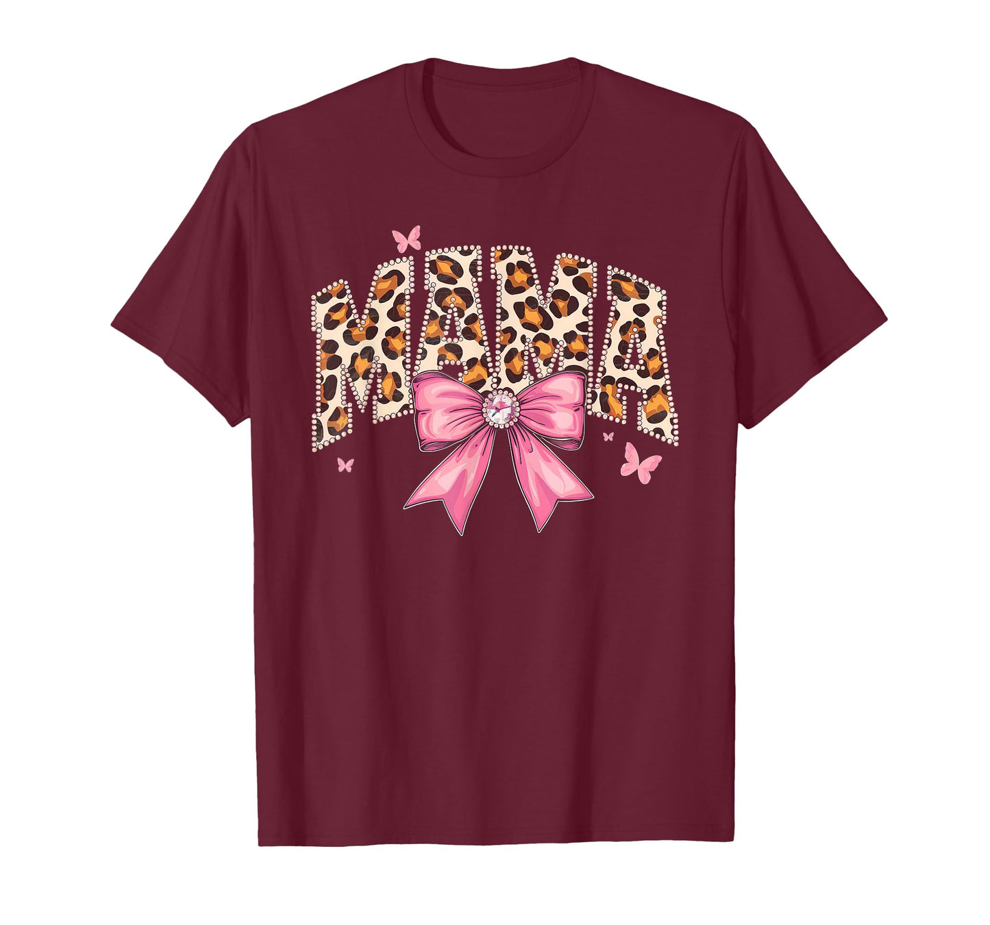 Cute Mama Bow Leopard Floral Family Cool Matching Tees T-Shirt