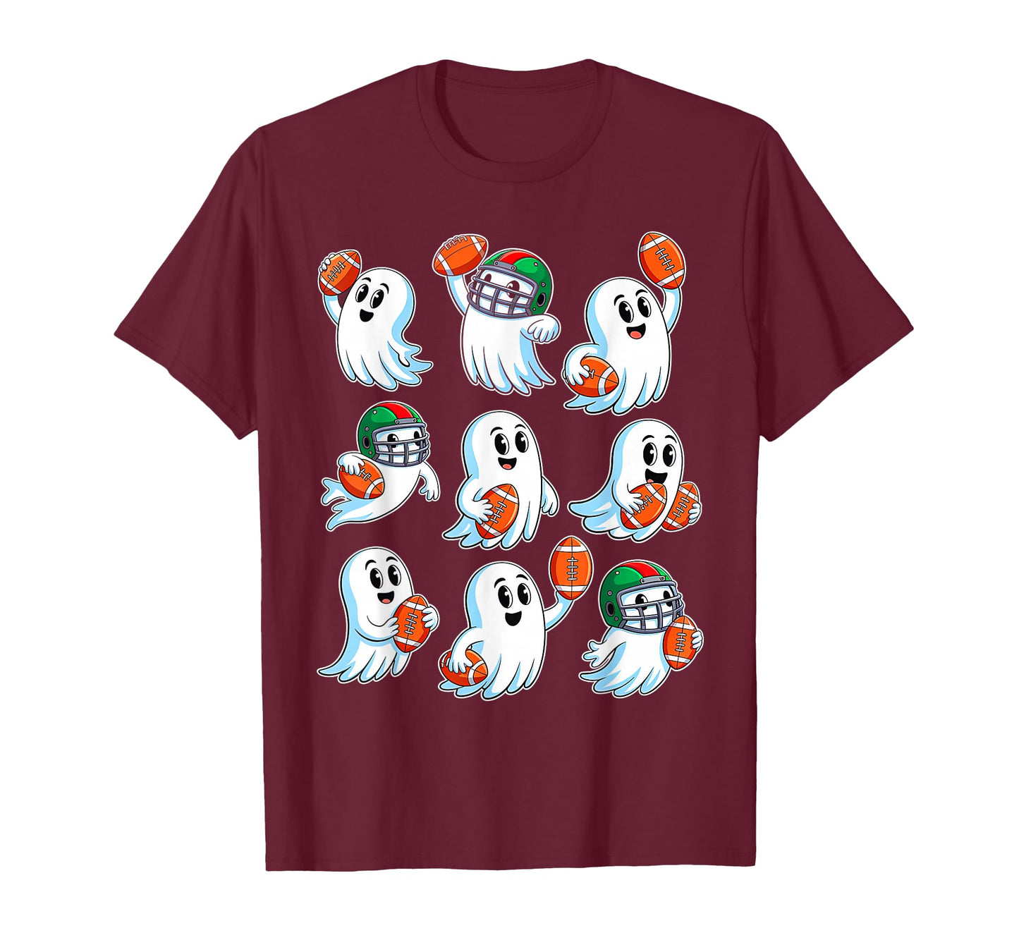 Boo Ghost Halloween Football Happy Halloween Football Lover T-Shirt