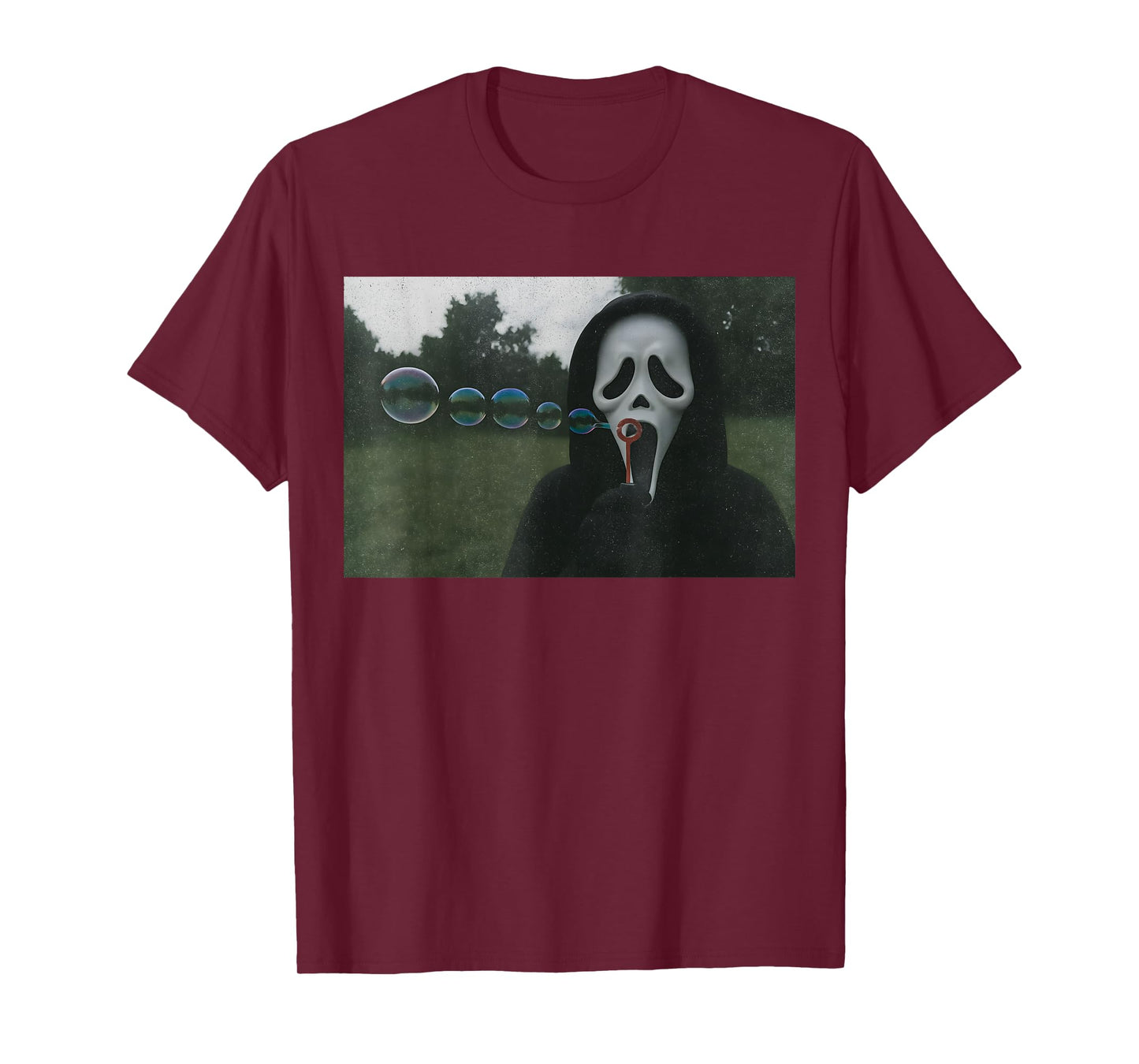 Scary Face Blowing Bubbles Funny Horror Halloween Meme T-Shirt