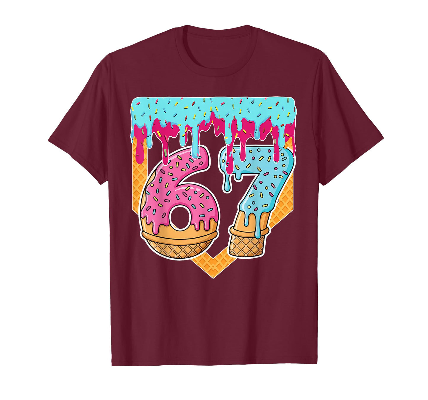 67 Ice Cream Drip Meme Six Seven Gen Alpha Slang T-Shirt