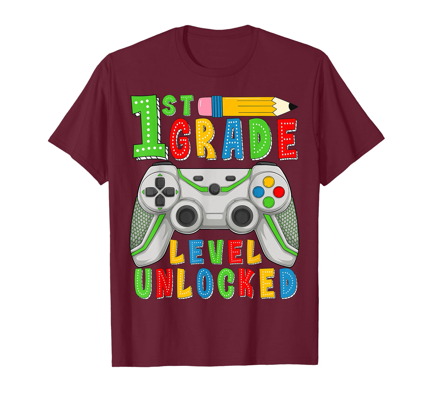 First Grade Level Unlocked Back To School Gamer Boys Kid 1st T-Shirt