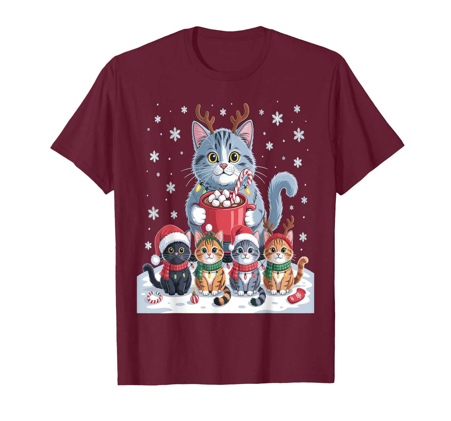 Funny Cat Christmas Shirt Holiday Santa Design T-Shirt