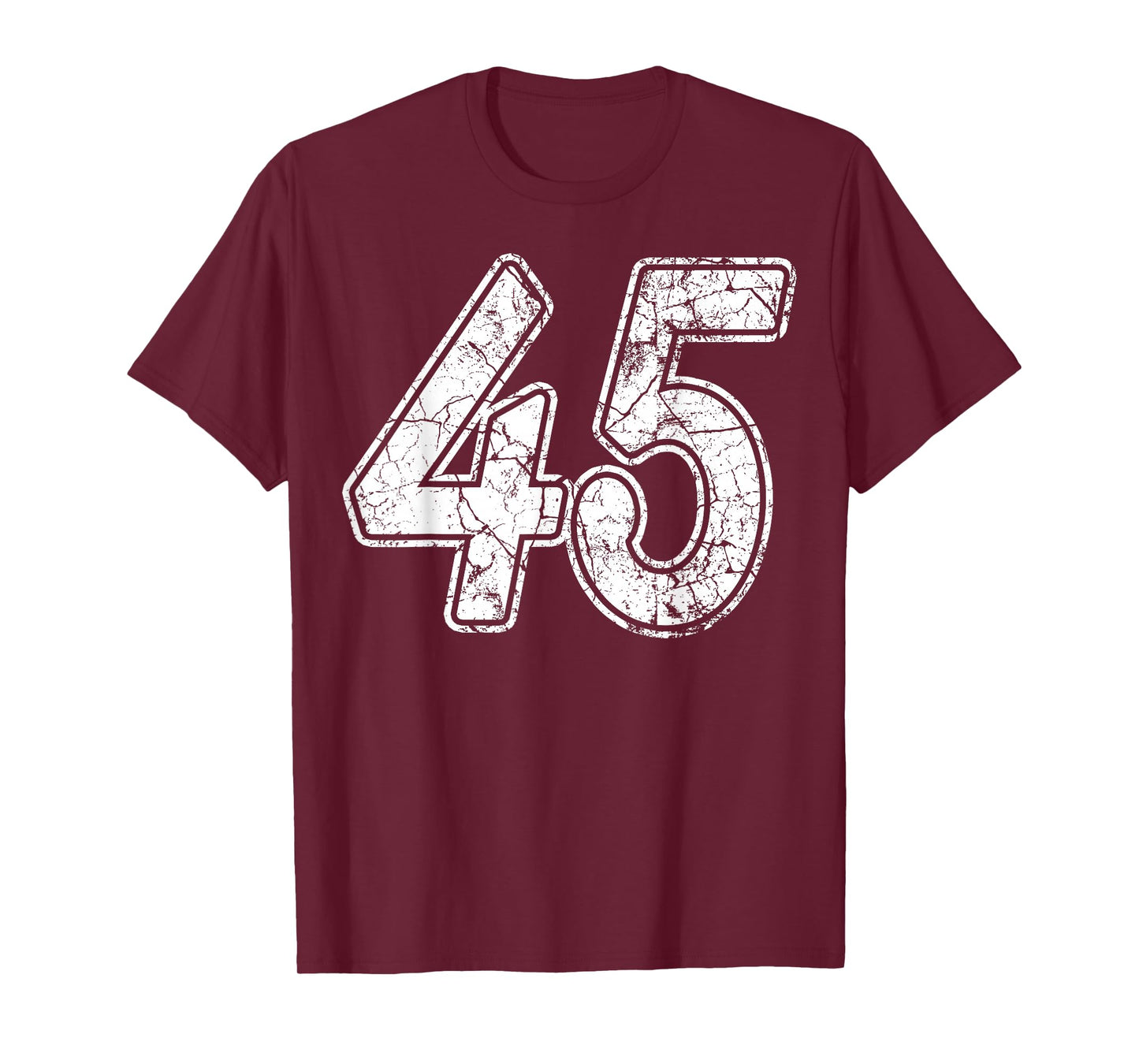 Distressed White Script Number 45 Jersey Player Uniform #45 T-Shirt