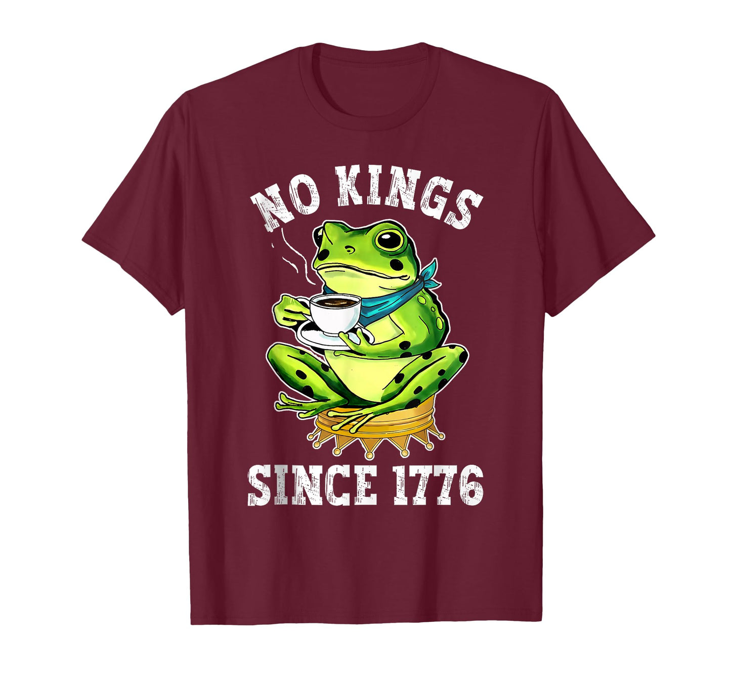 No Kings Since 1776 Portland Frog Kicking Crown Retro T-Shirt