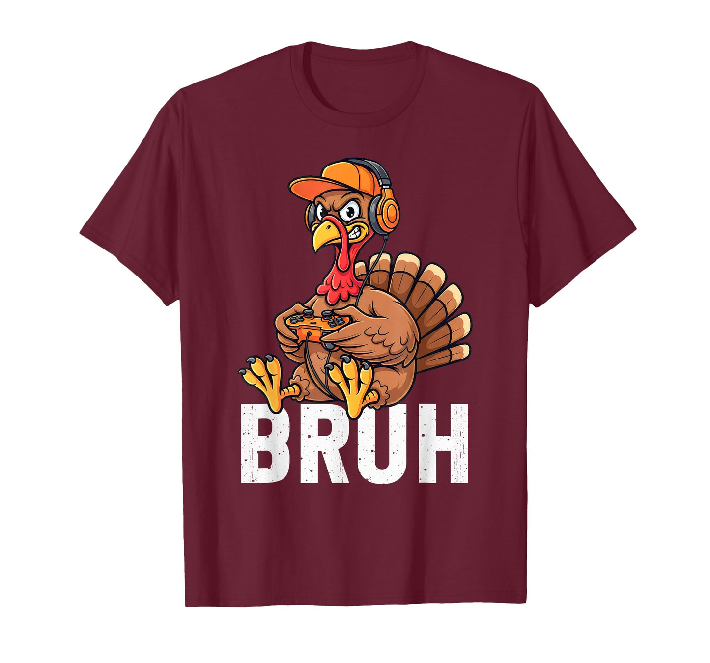 Bruh Turkey Gamer Funny Thanksgiving Video Gaming Boys Kids T-Shirt