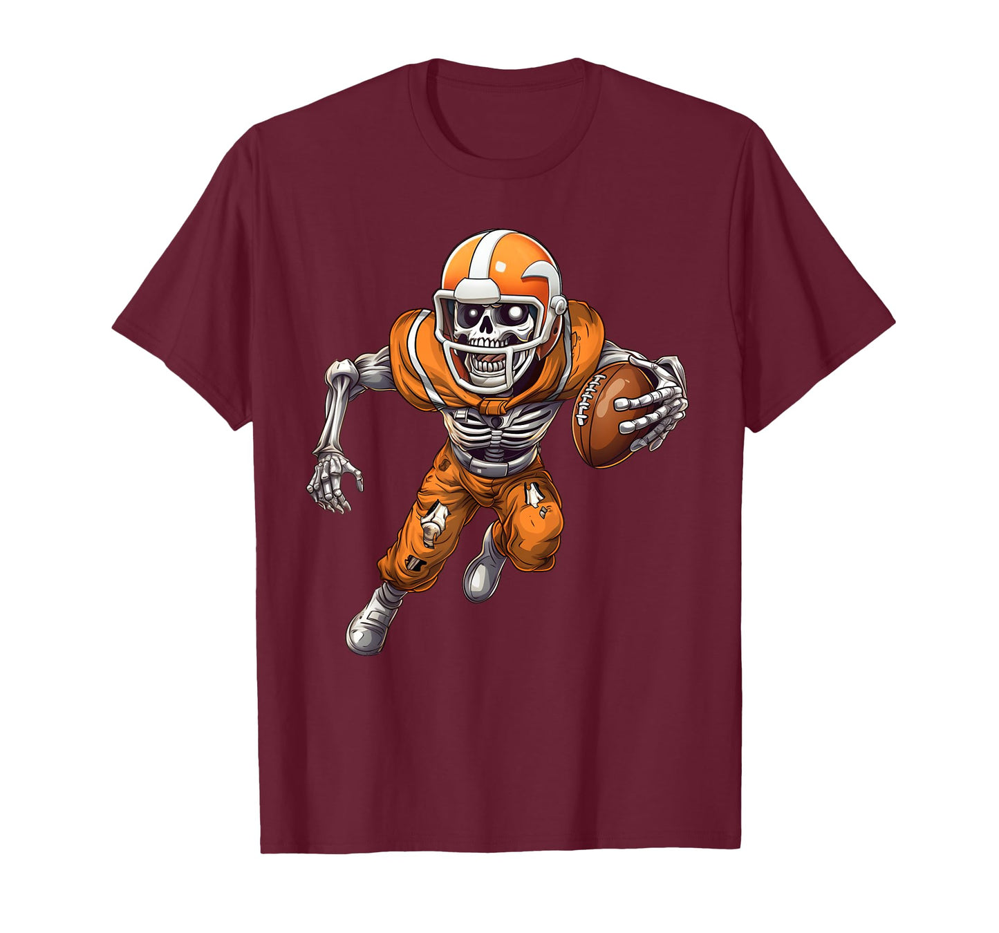 Funny Halloween Shirts Men Boys Skeleton Playing Football T-Shirt