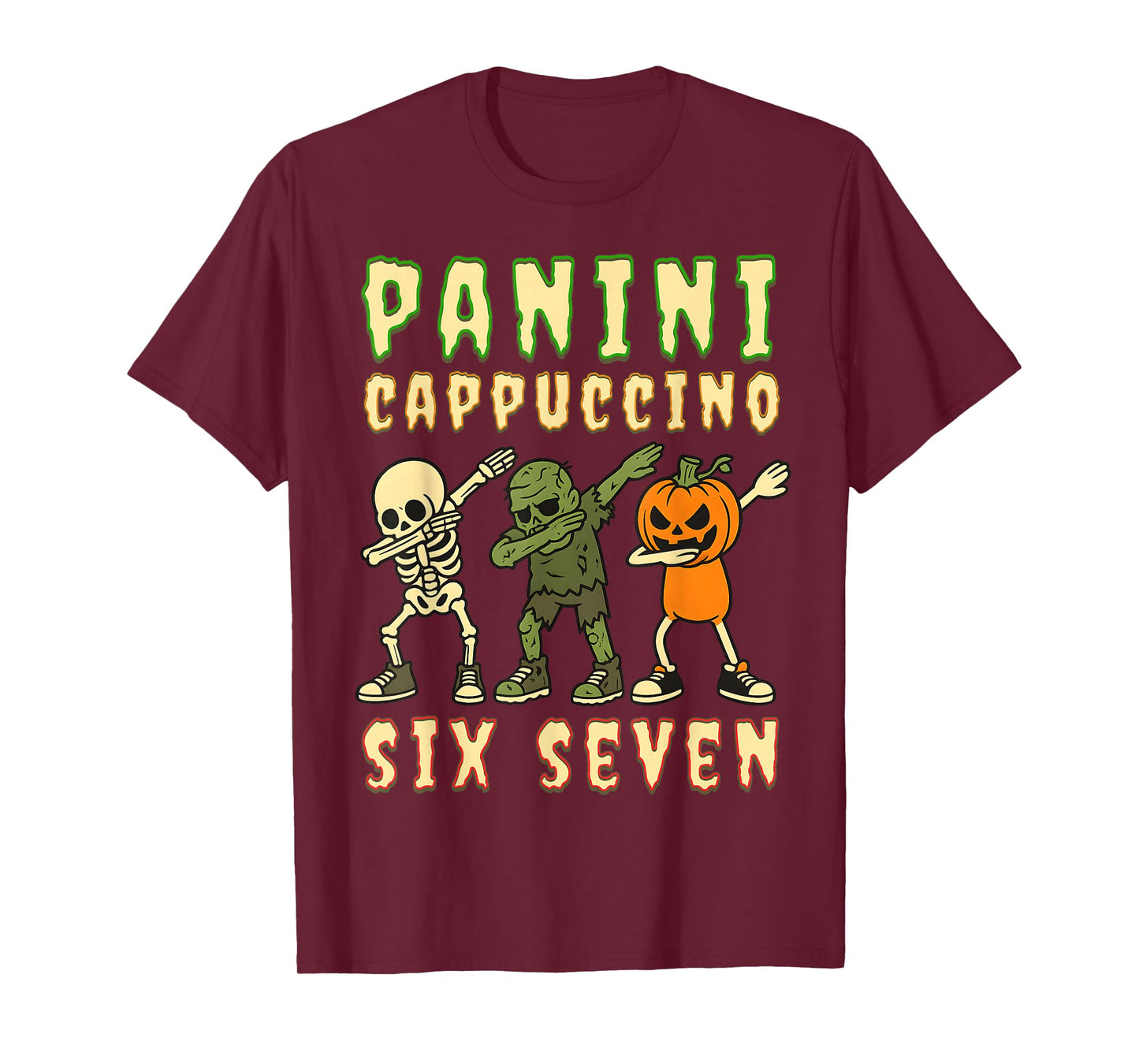 Italian Brainrot Halloween Panini Cappuccino Six Seven Meme T-Shirt