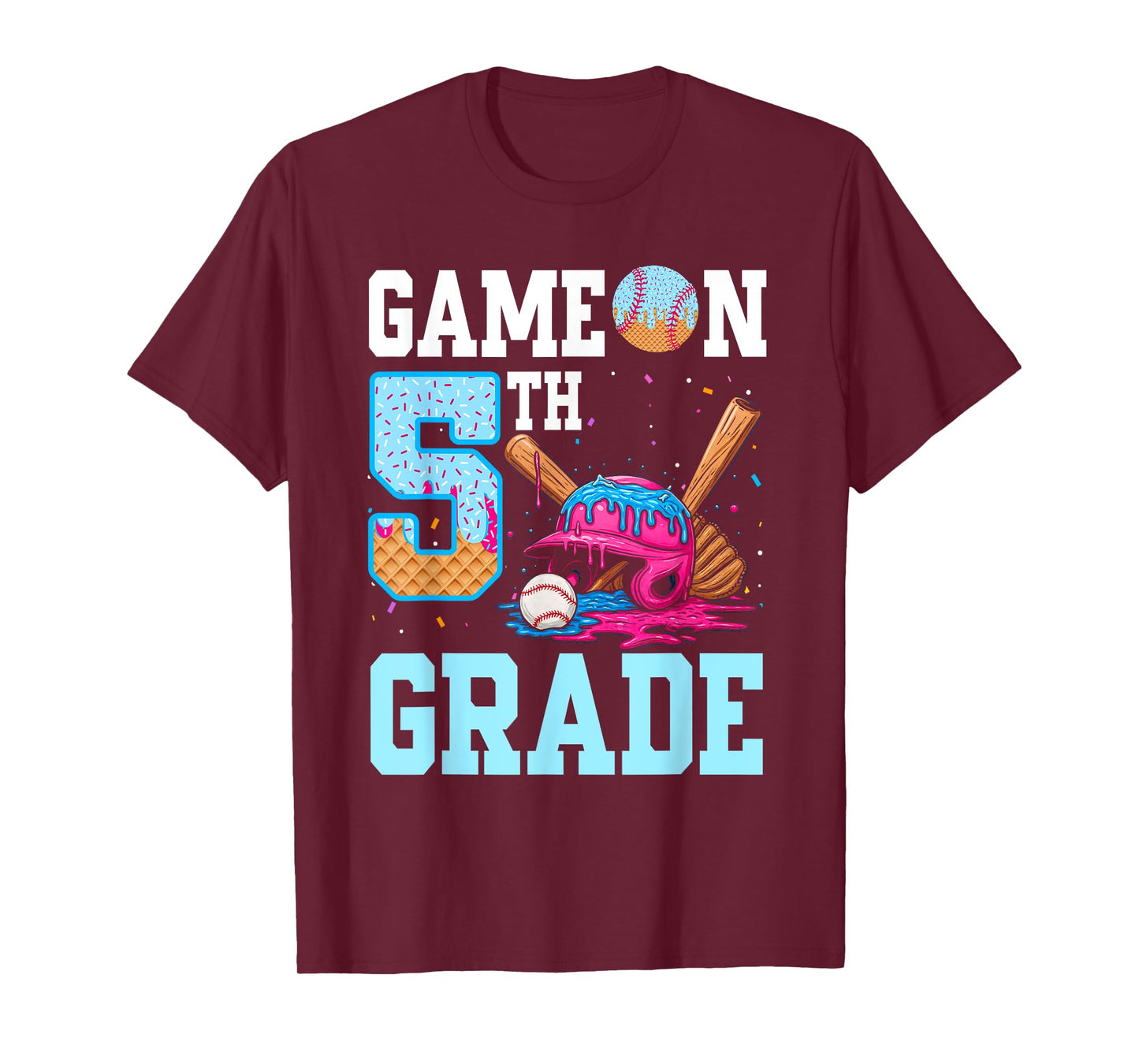 5th Grade Back to School Baseball Drip Ice Cream Game On Kid T-Shirt