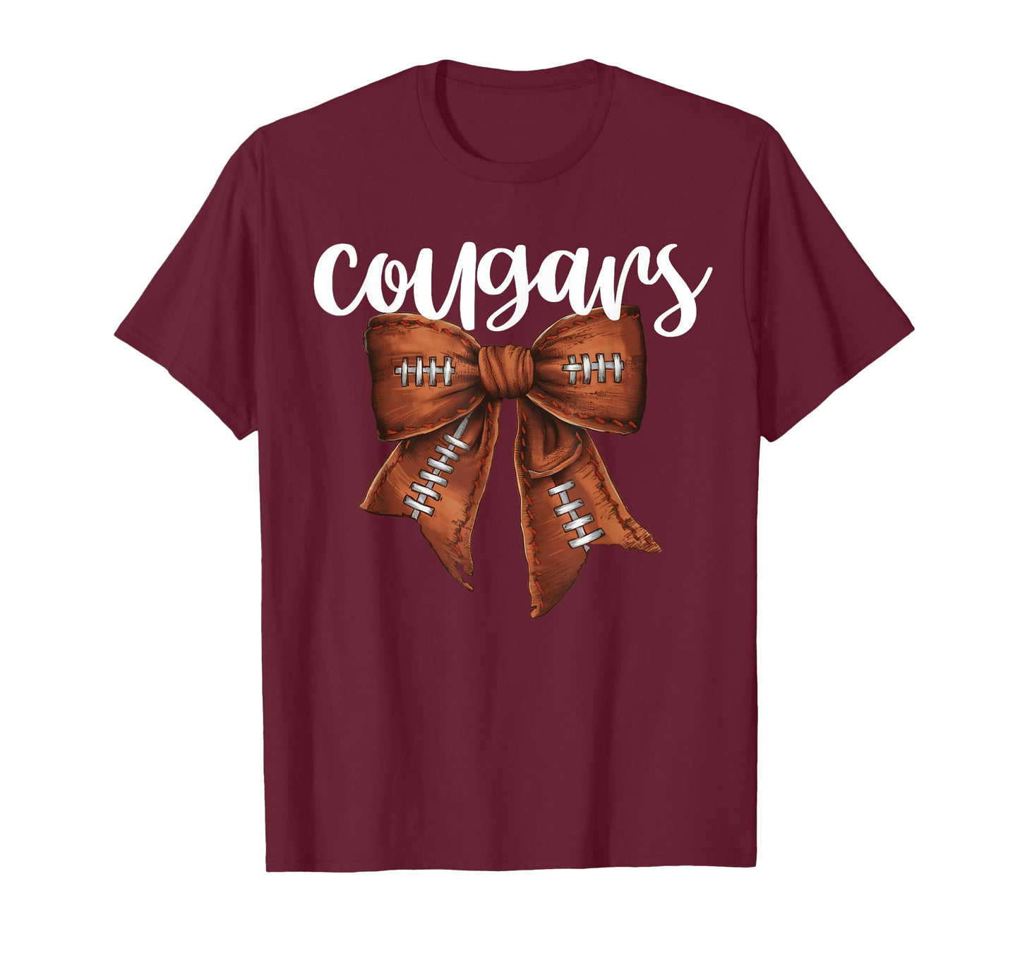 Cougars Football Bow School Spirit Team Mascot Game Night T-Shirt