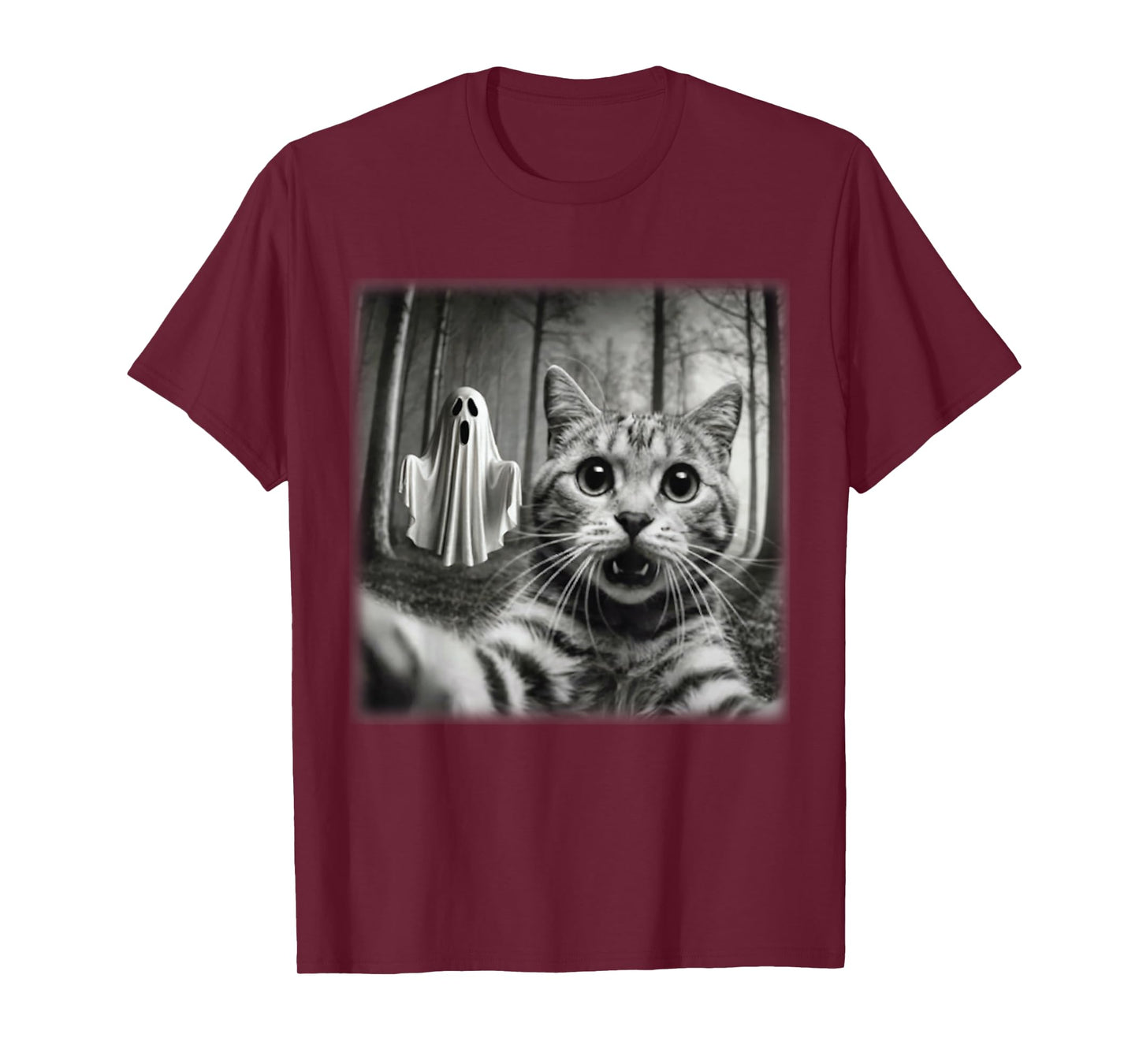Funny Halloween Cat Selfie with Spooky Ghost Cat Lovers T-Shirt