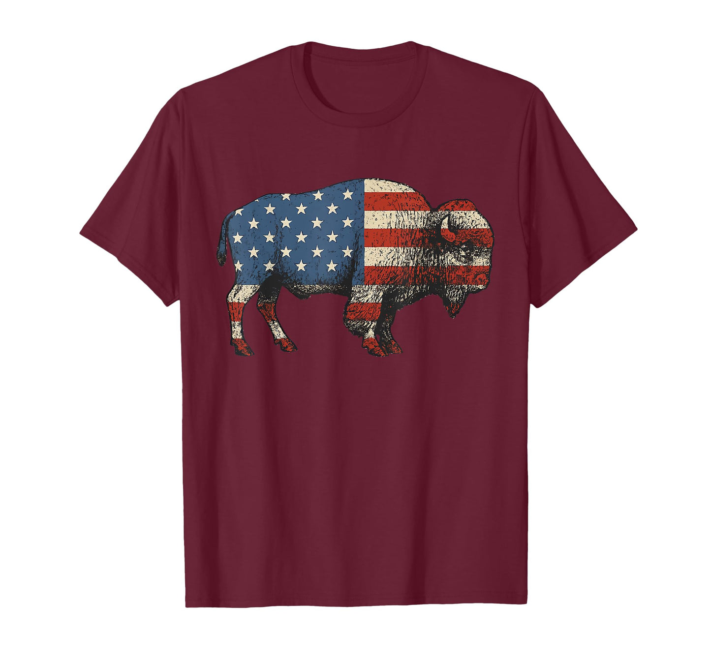 Bison USA American Flag Patriotic United States T-Shirt