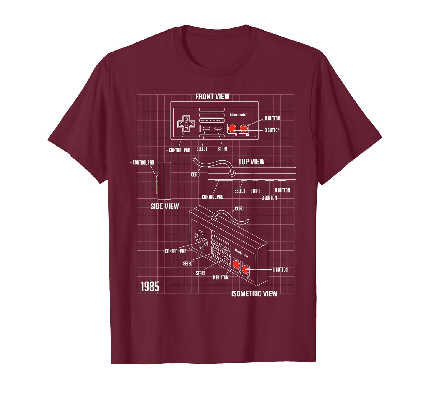 Nintendo NES Controller Parts Schematic Graphic T-Shirt