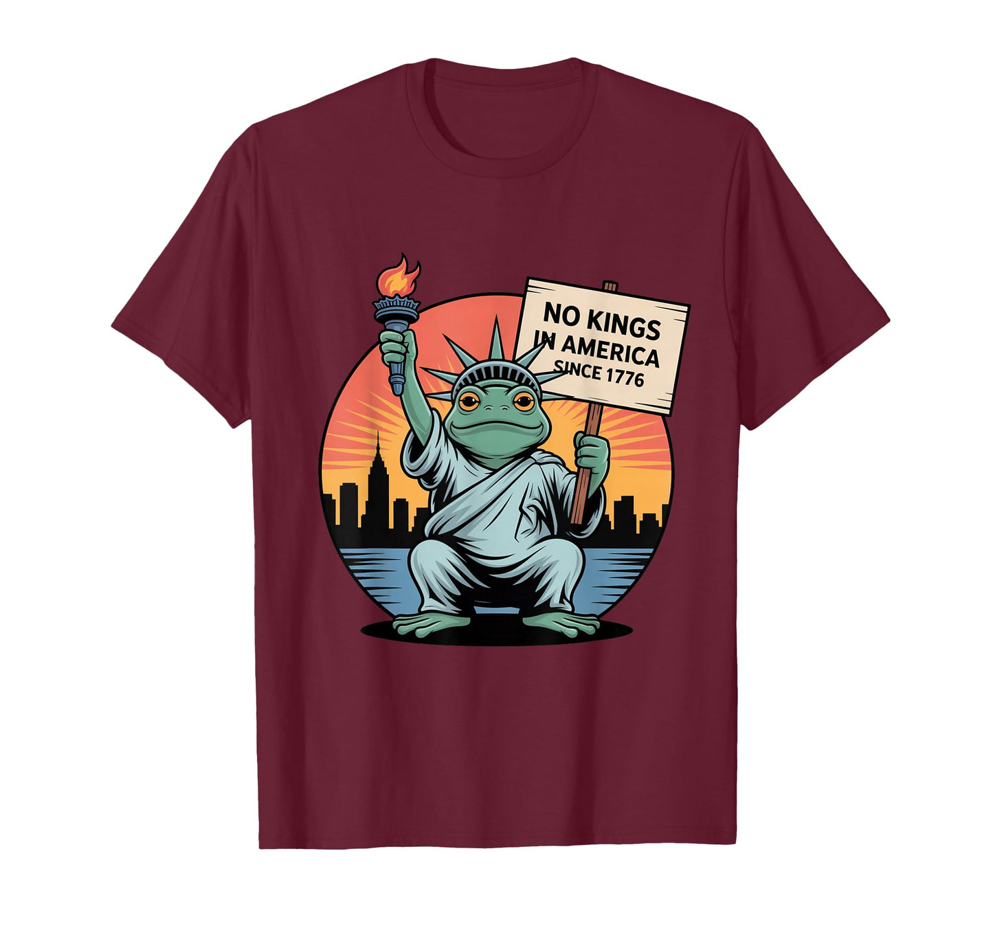 Statue of Ribbity No Kings in America Frog Protest Liberty T-Shirt