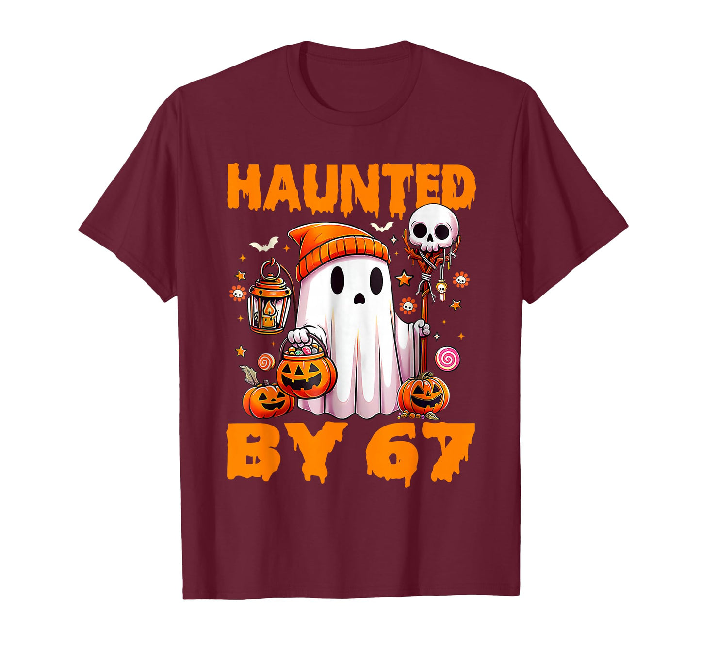Haunted by 67 Meme Saying 6 7 Six Seven Boo Ghost Halloween T-Shirt